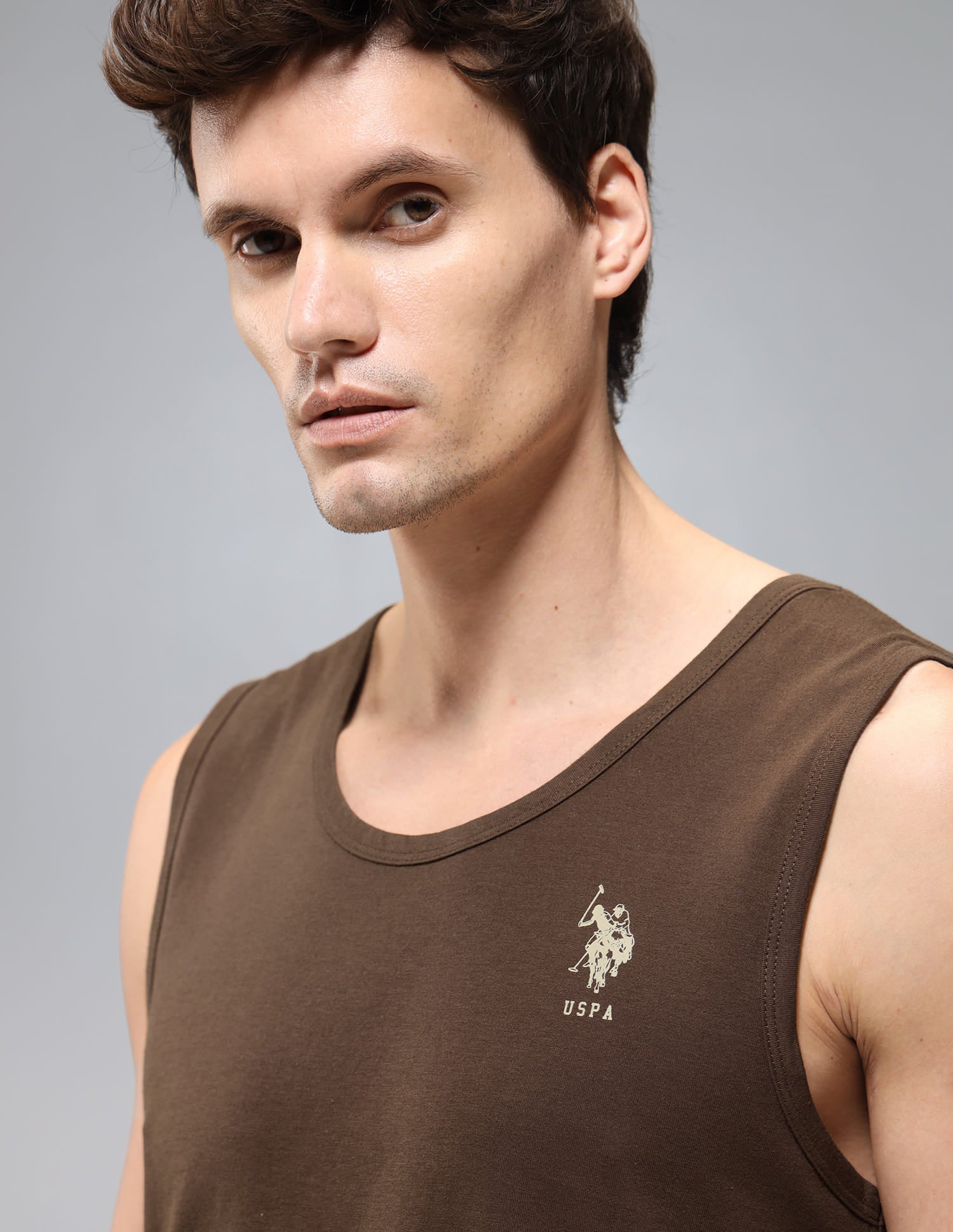 Pure Cotton Printed OEV10 Vest Brown - U.S. Polo Assn. India | Large