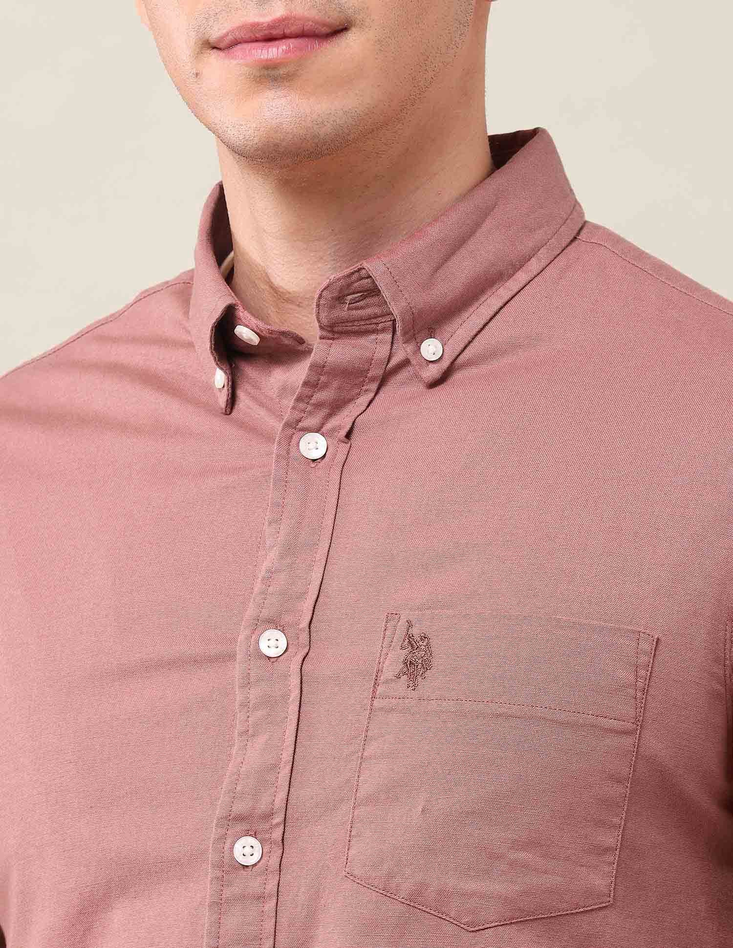 Tailored Fit Oxford Shirt Peach - U.S. Polo Assn. India | Large