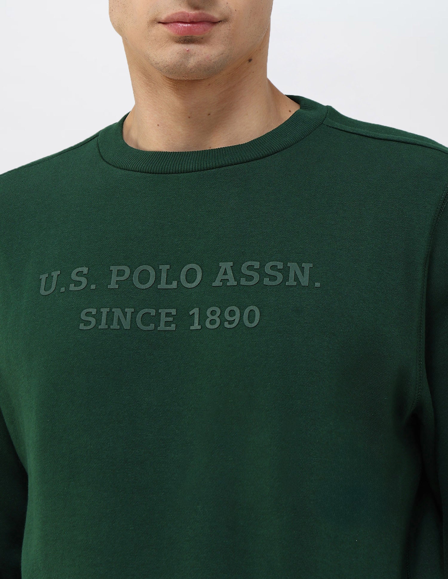 Brand Embossed Regular Fit Sweatshirt Dark Green - U.S. POLO ASSN. | Large