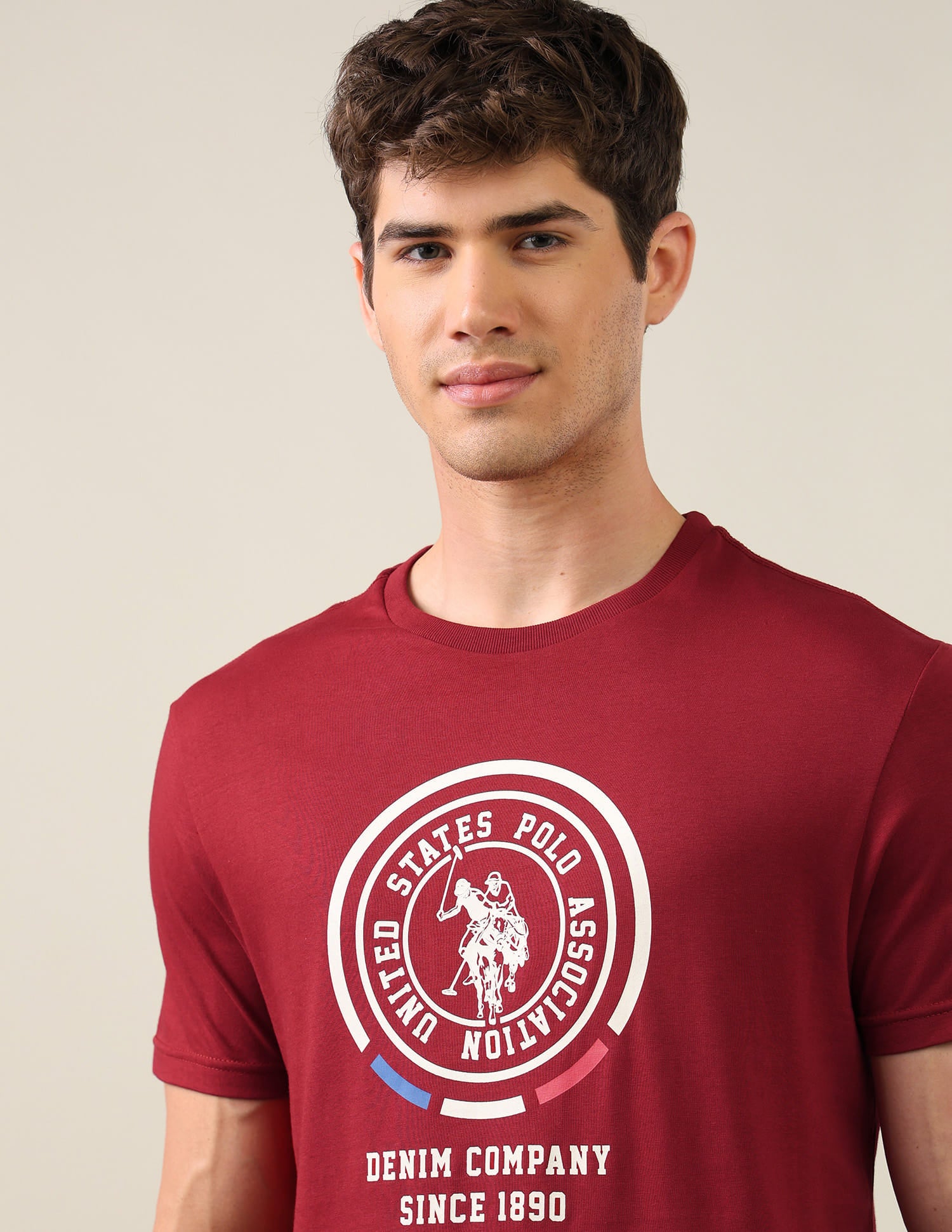 Graphic Brand Printed Regular Fit T-Shirt Red - U.S. Polo Assn. India | Large