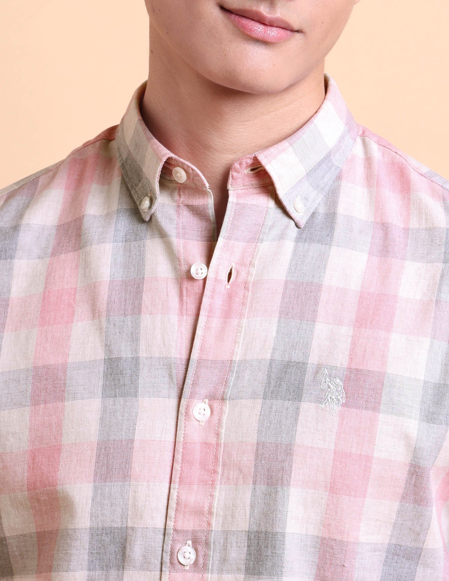 Dobby Cotton Shirt Pink - U.S. POLO ASSN. | Large