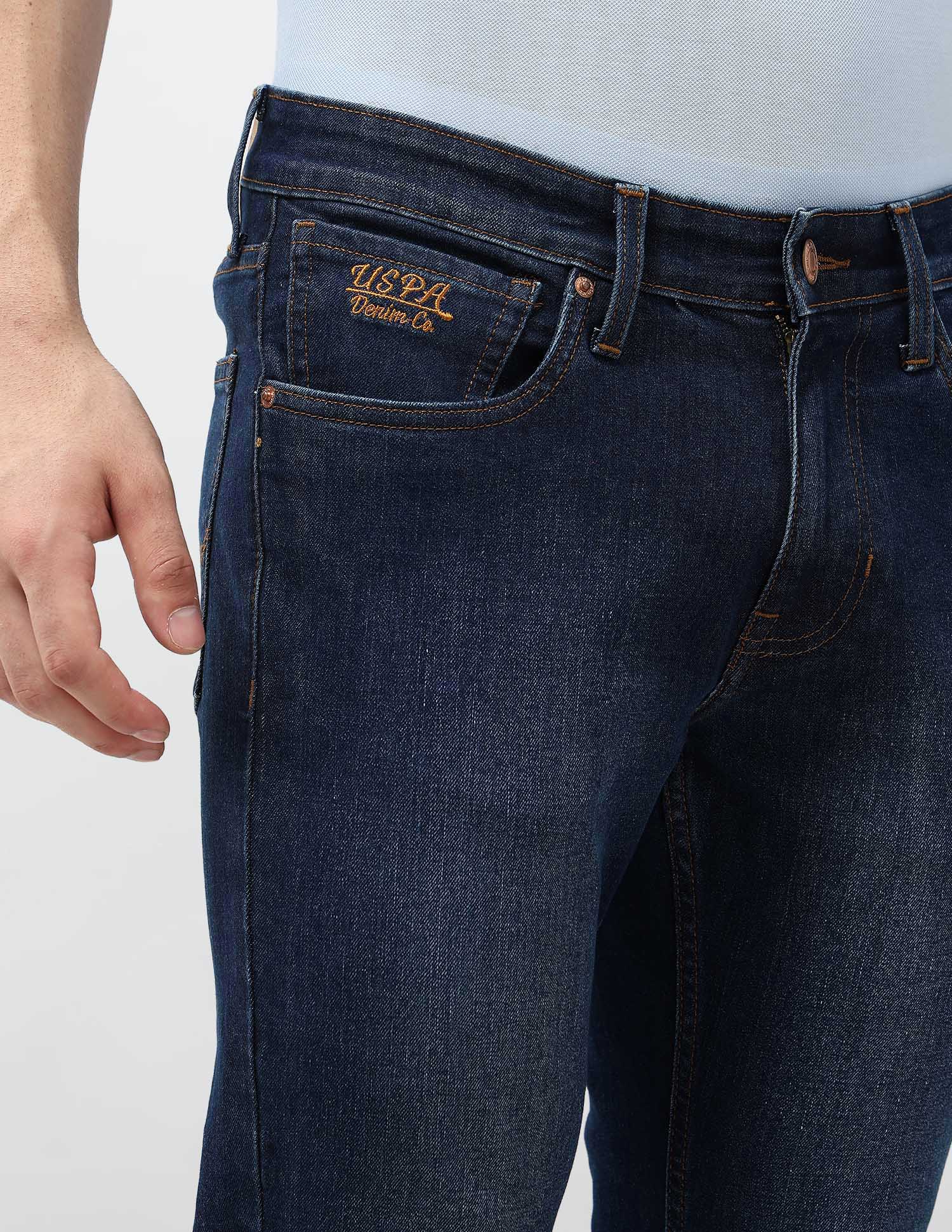 Brandon Slim Tapered Fit Stone Washed Jeans Dark Blue - U.S. POLO ASSN. | Large