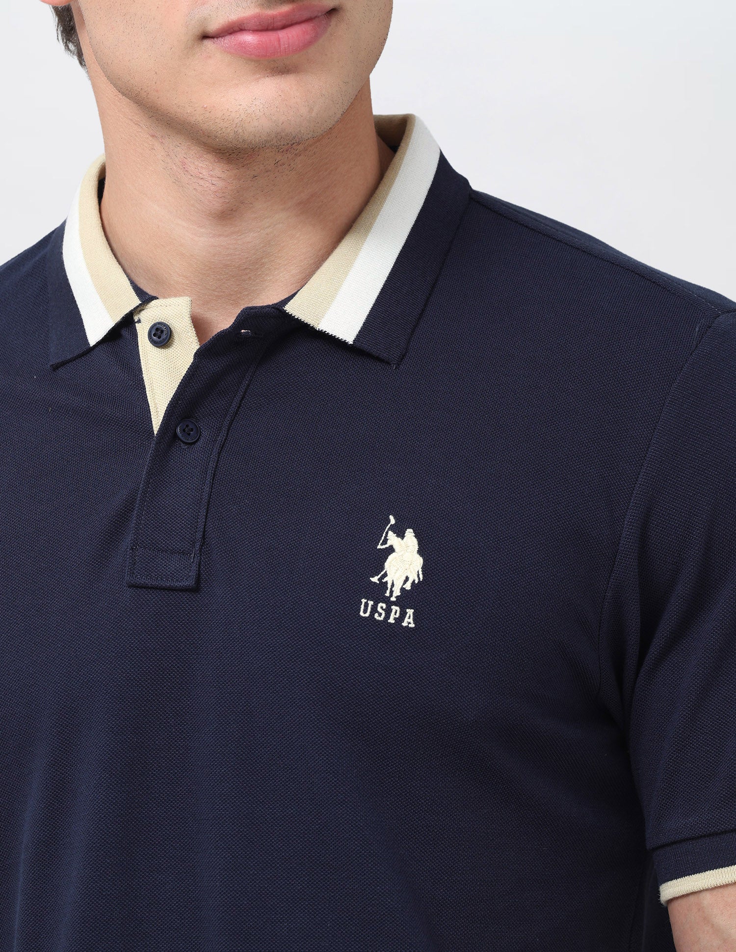 Solid Regular Fit Polo Shirt Navy - U.S. Polo Assn. India | Large