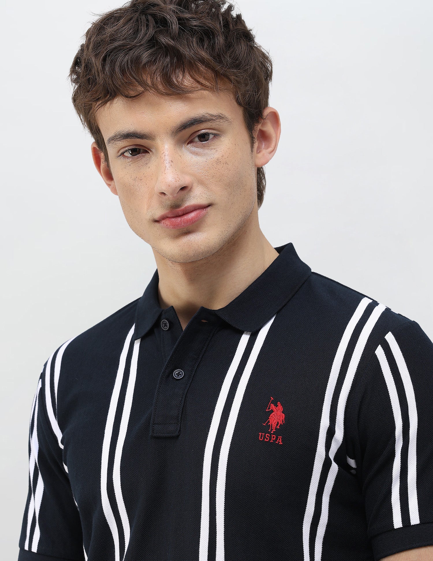 Vertical Striped Slim Fit Polo Shirt Navy - U.S. Polo Assn. India | Large