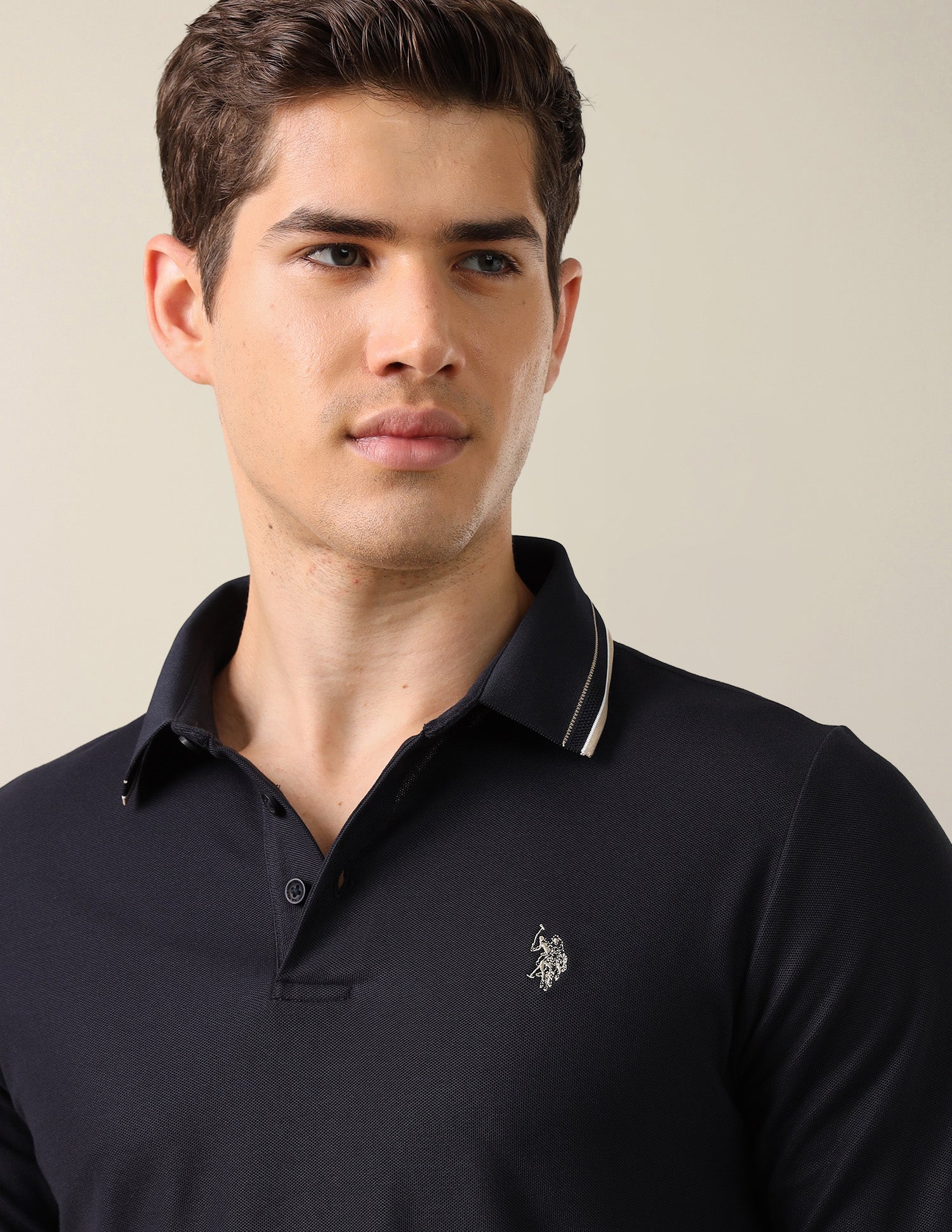 Solid Slim Fit Polo Shirt Navy - U.S. Polo Assn. India | Large