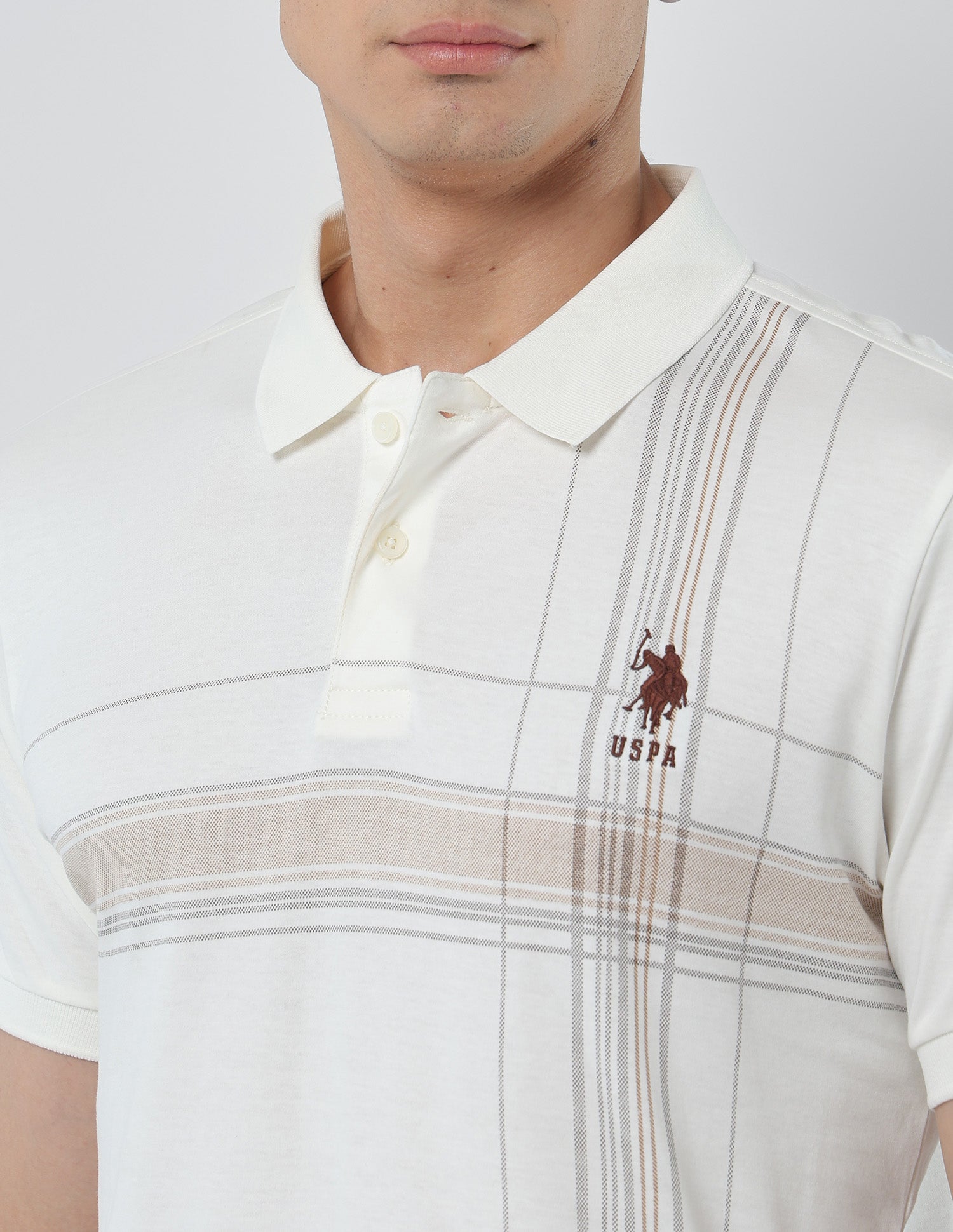 Vertical Striped Slim Fit Polo Shirt Off White - U.S. POLO ASSN. | Large