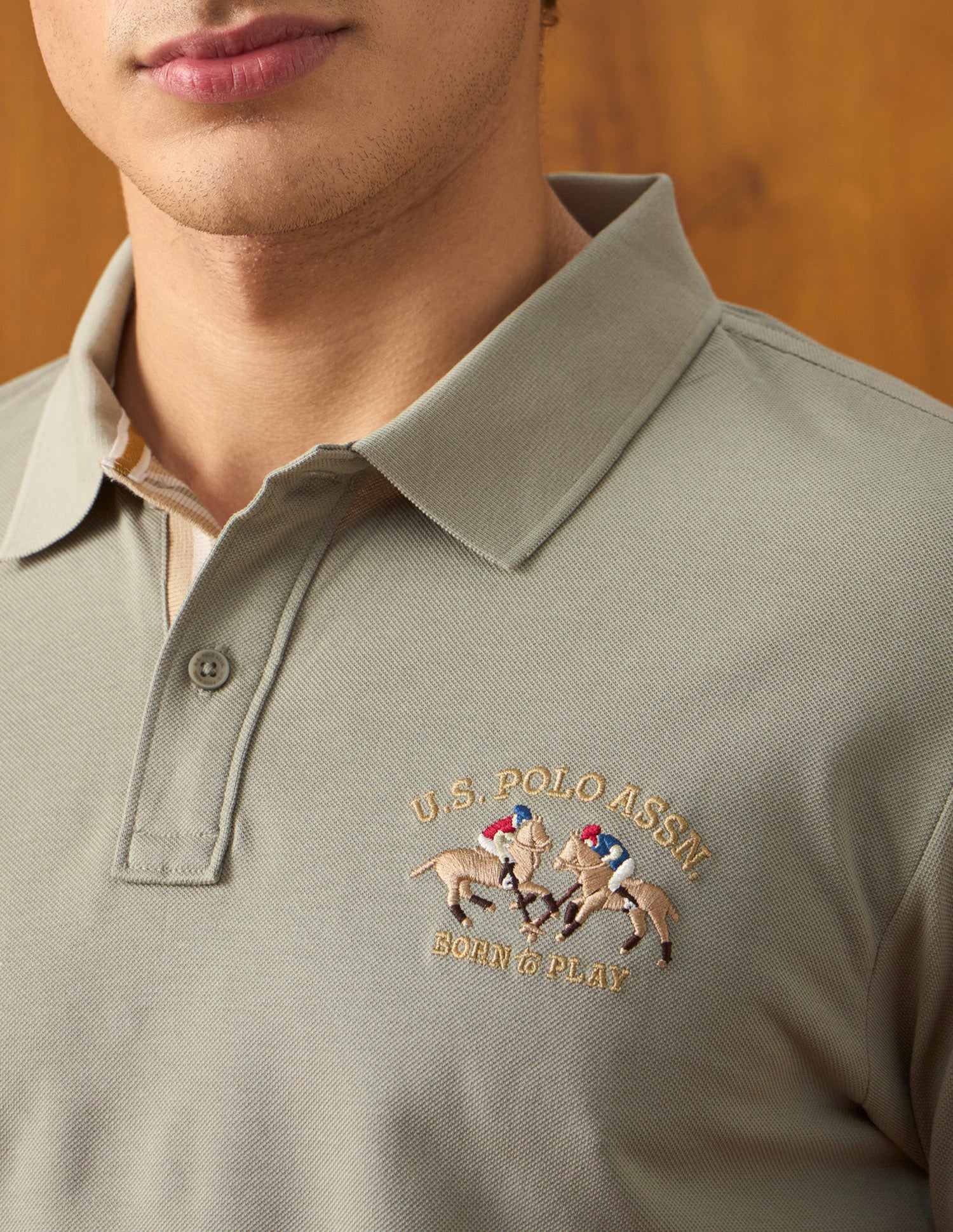 Solid Slim Fit Polo Shirt Light Green - U.S. Polo Assn. India | Large