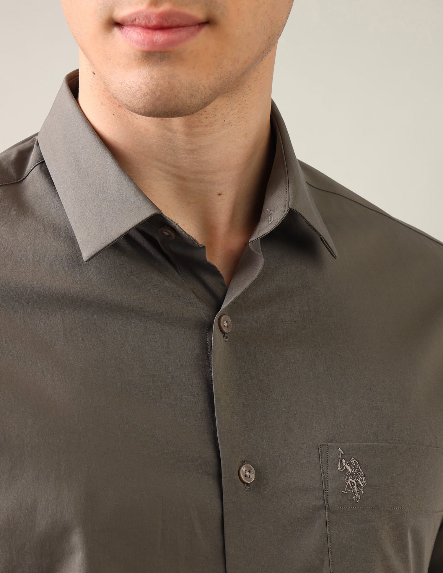 Tailored Fit Regular Shirt Brown - U.S. Polo Assn. India | Large