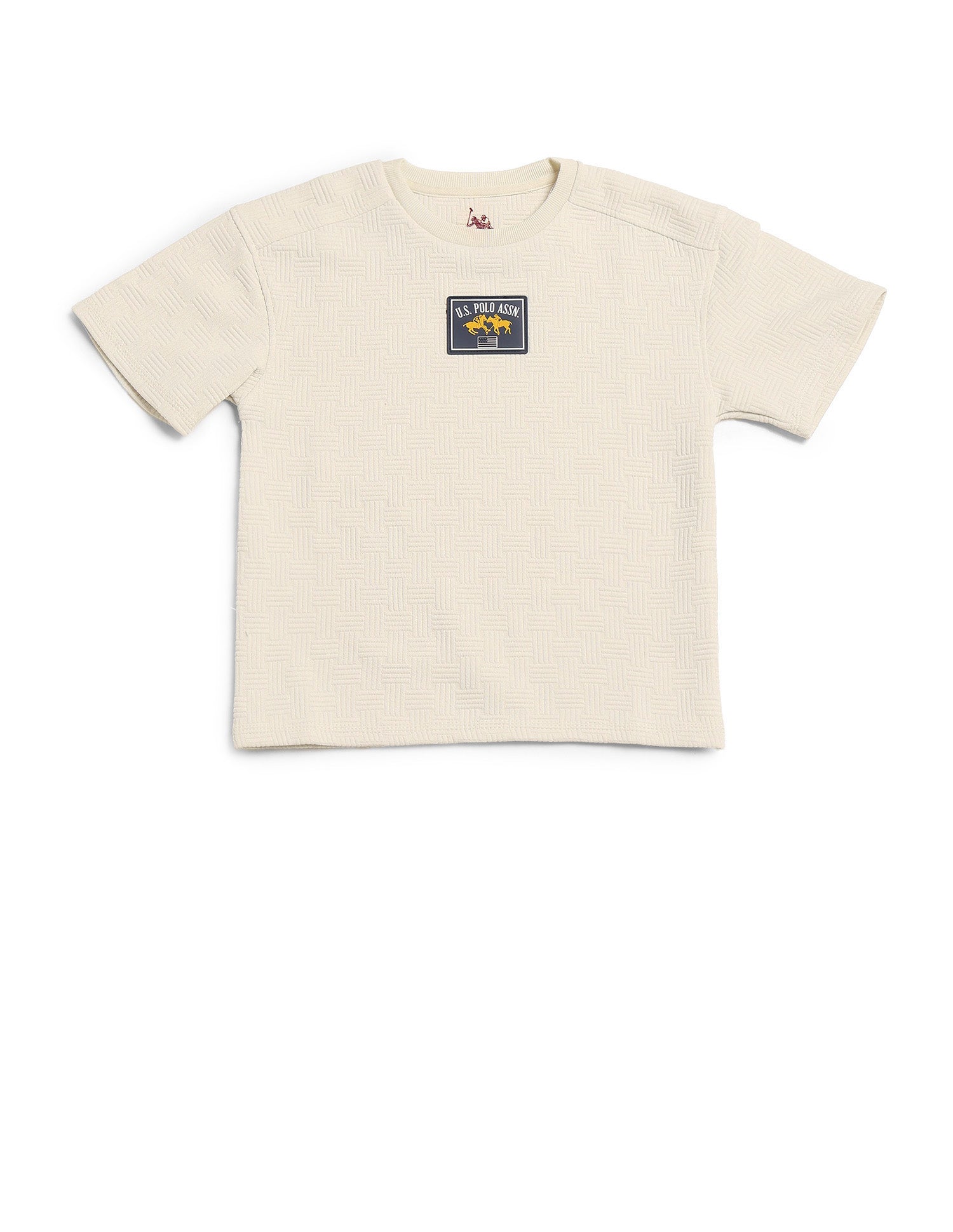 Boys Textured Boxy Fit T-Shirt Ecru - U.S. POLO ASSN. | Large