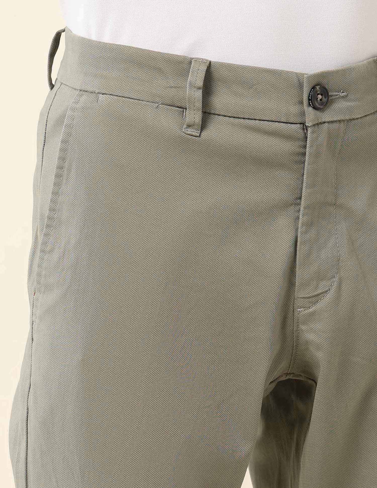 Textured Austin Slim Fit Twill Trousers Light Olive - U.S. Polo Assn. India | Large