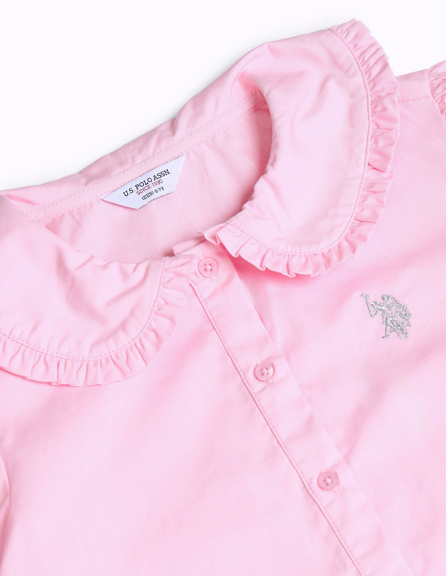 Girls Peter Pan Collar Regular Top Light Pink - U.S. POLO ASSN. | Large