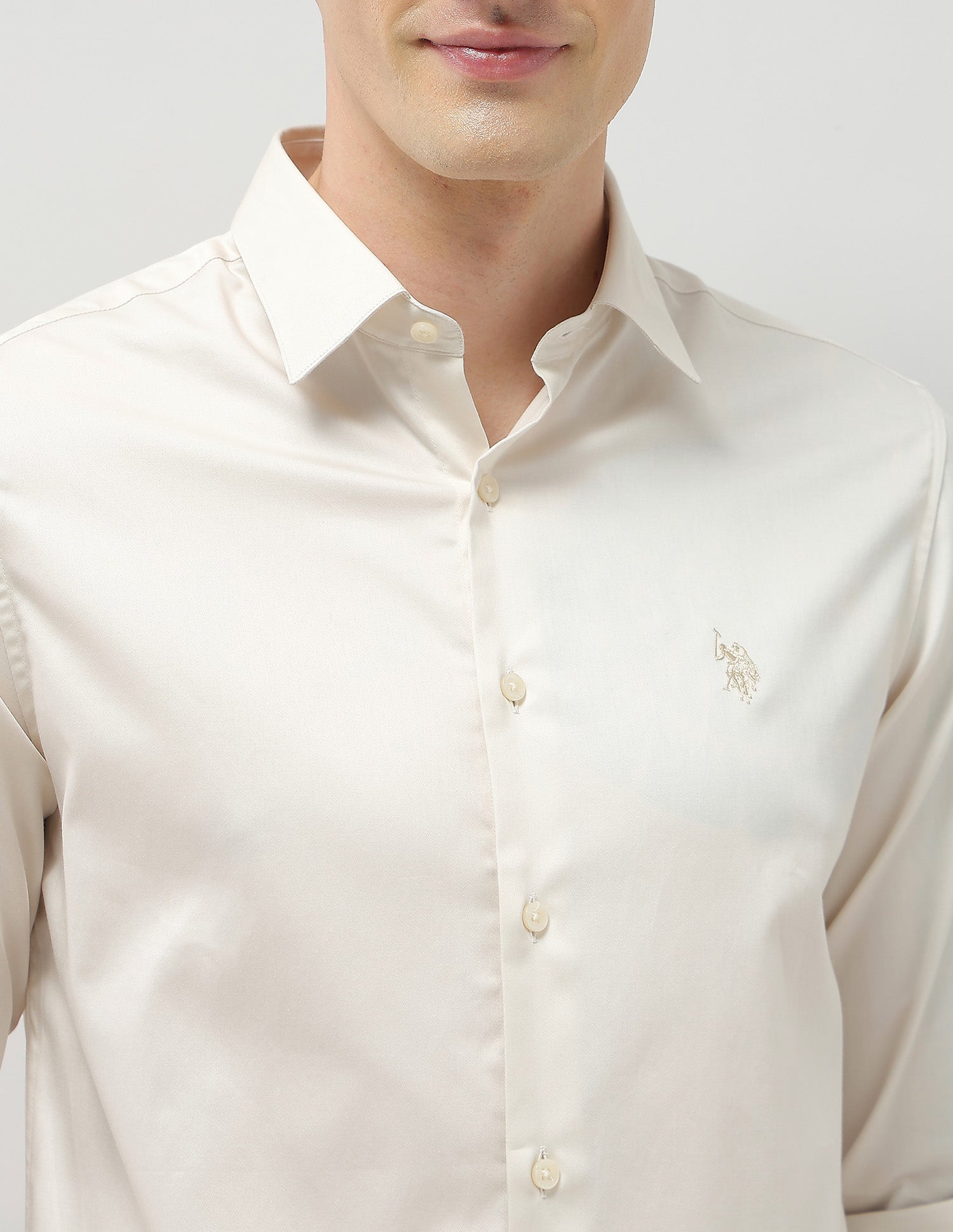 Solid Tailored Fit Shirt Ivory - U.S. Polo Assn. India | Large