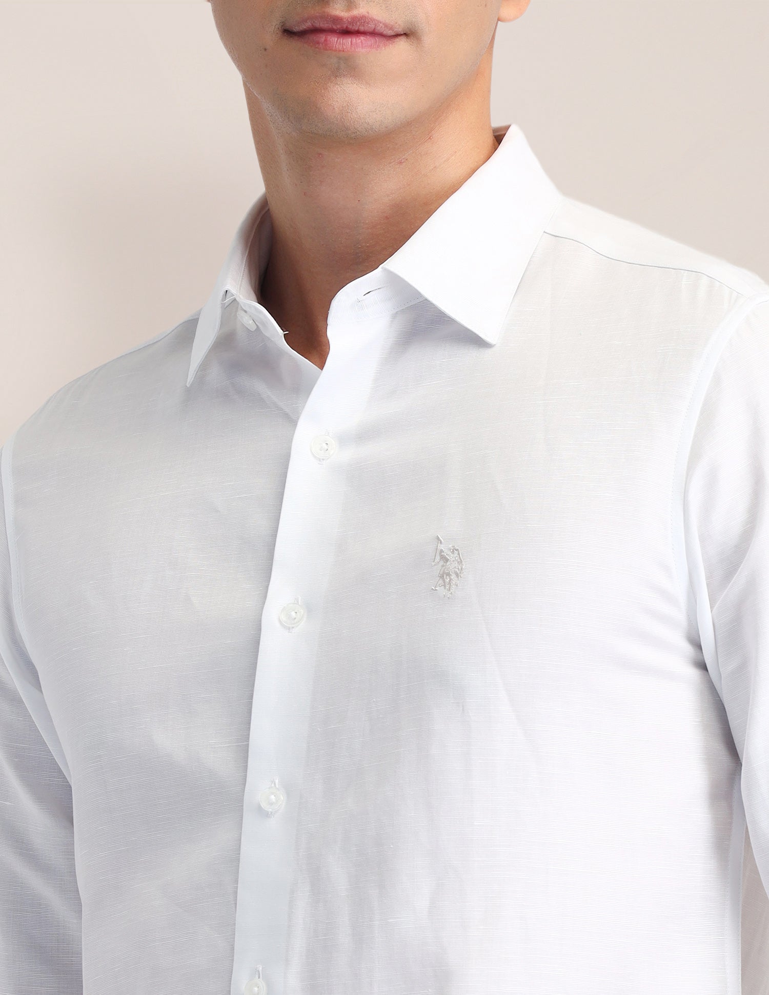 Solid Slim Fit Shirt White - U.S. Polo Assn. India | Large