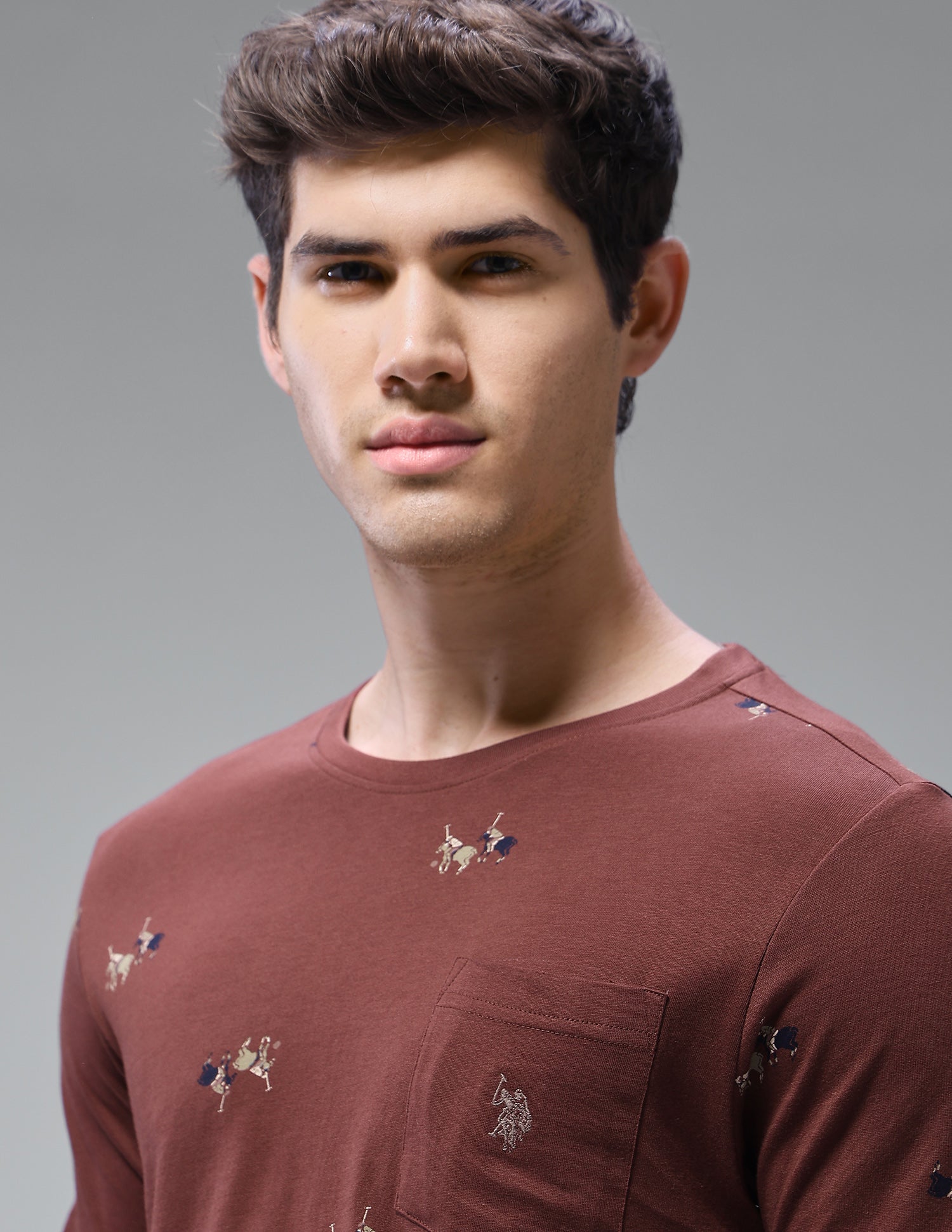 Graphic Brand Printed Regular Fit Loungewear T-Shirt Sable - U.S. Polo Assn. India | Large