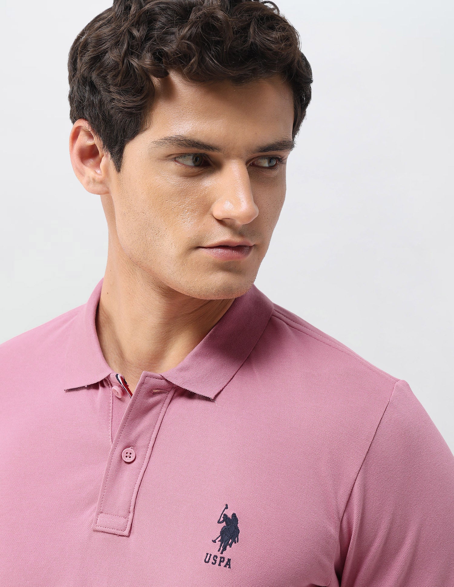 Solid Slim Fit Polo Shirt Pink - U.S. Polo Assn. India | Large