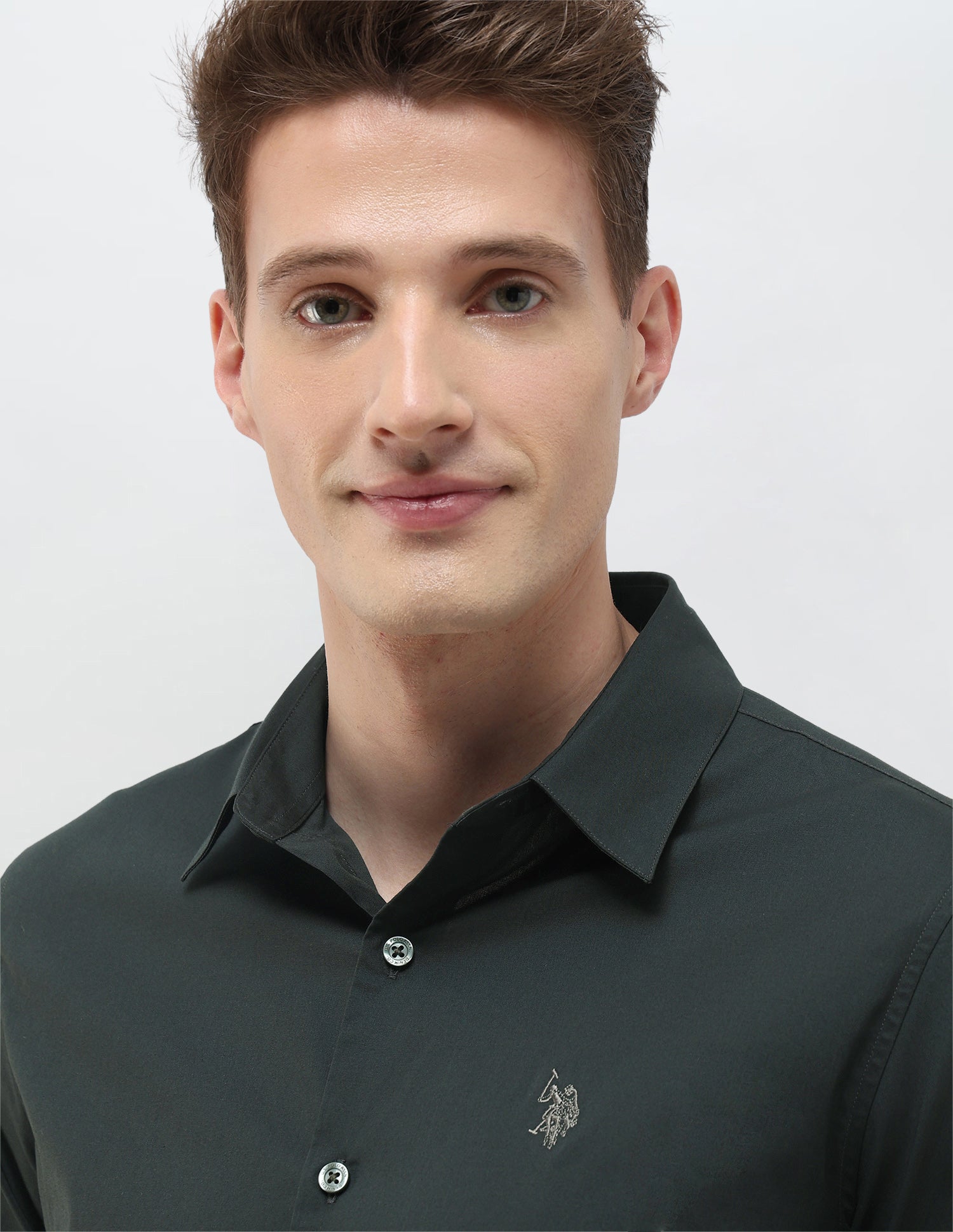 Solid Black & Gold Regular Fit Shirt Dark Green - U.S. Polo Assn. India | Large