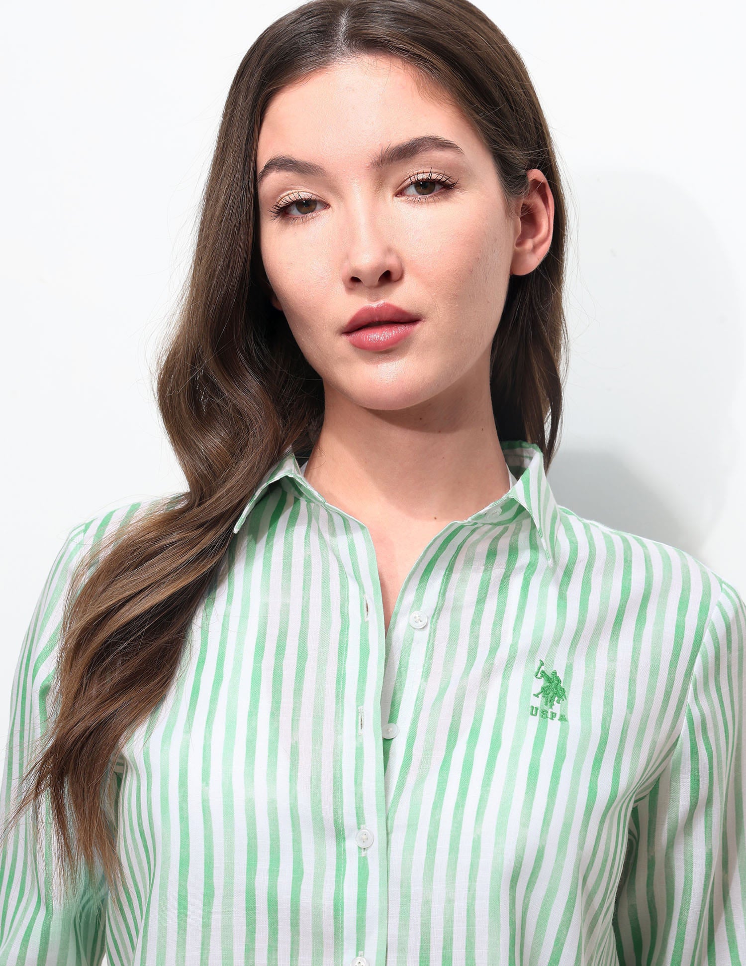 Regular Fit Vertical Striped Shirt Light Green - U.S. Polo Assn. India | Large