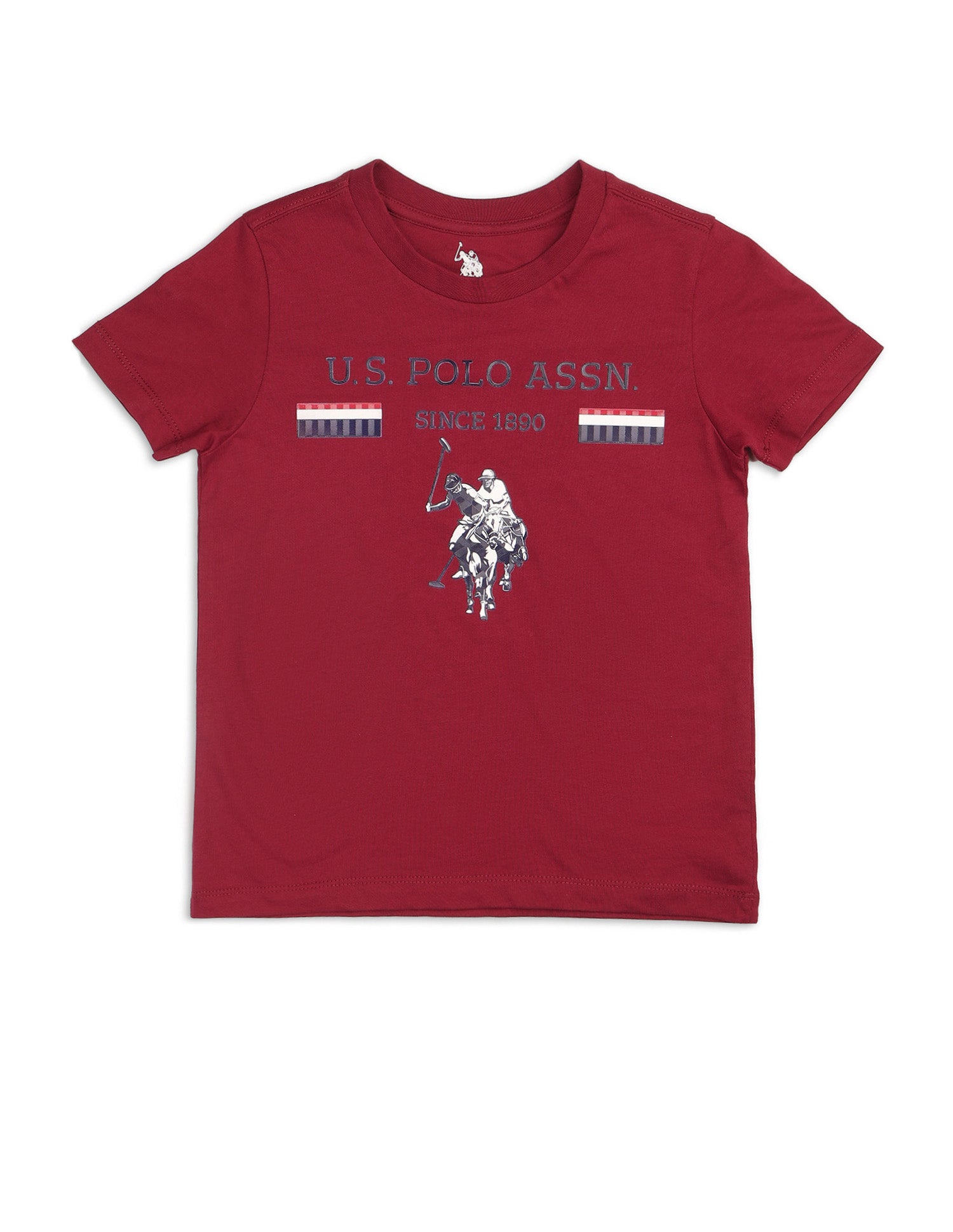 Boys Brand Embossed Pure Cotton T Shirt Dark Red - U.S. POLO ASSN. | Large