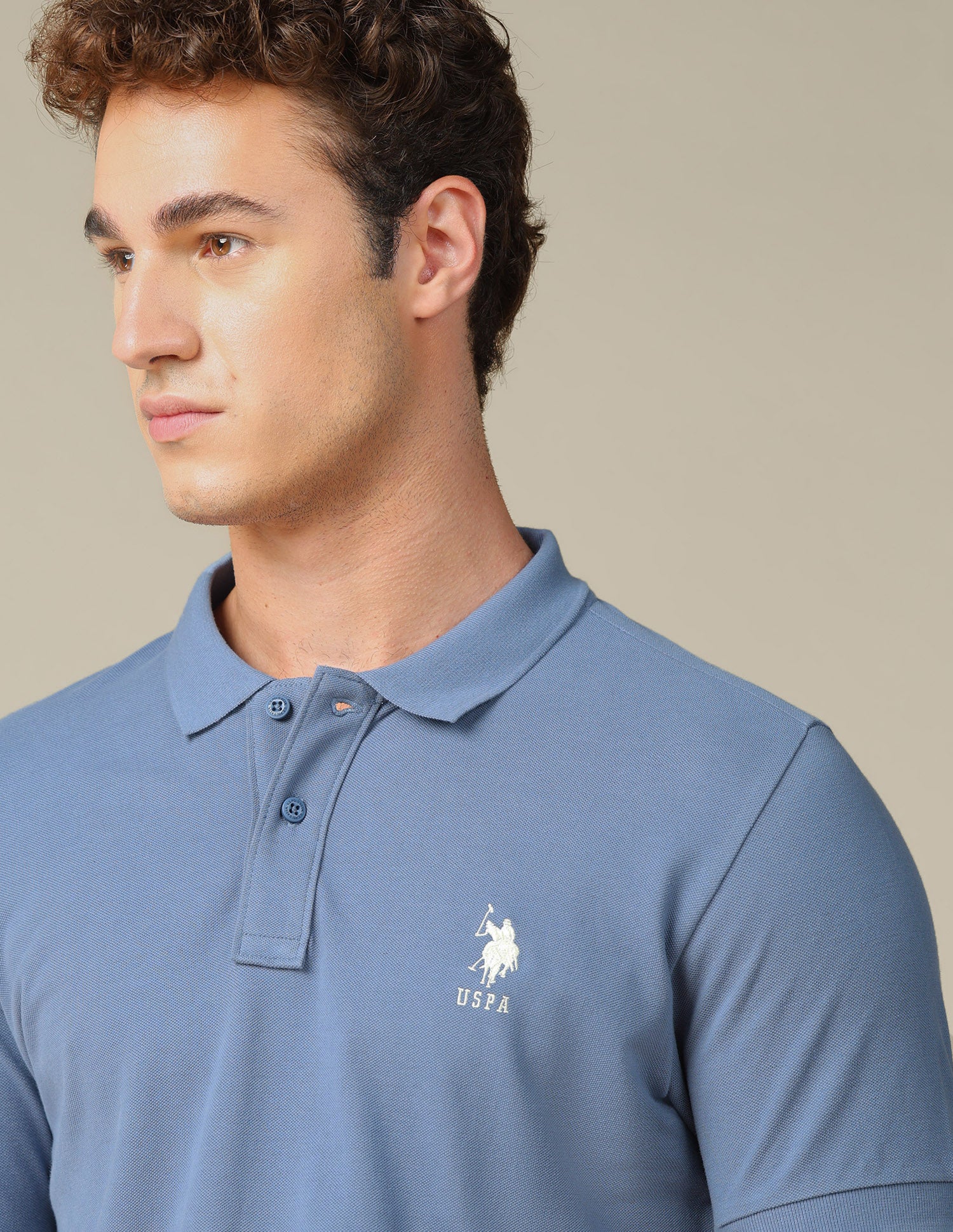 Graphic Brand Printed Regular Fit Polo Shirt Blue - U.S. Polo Assn. India | Large