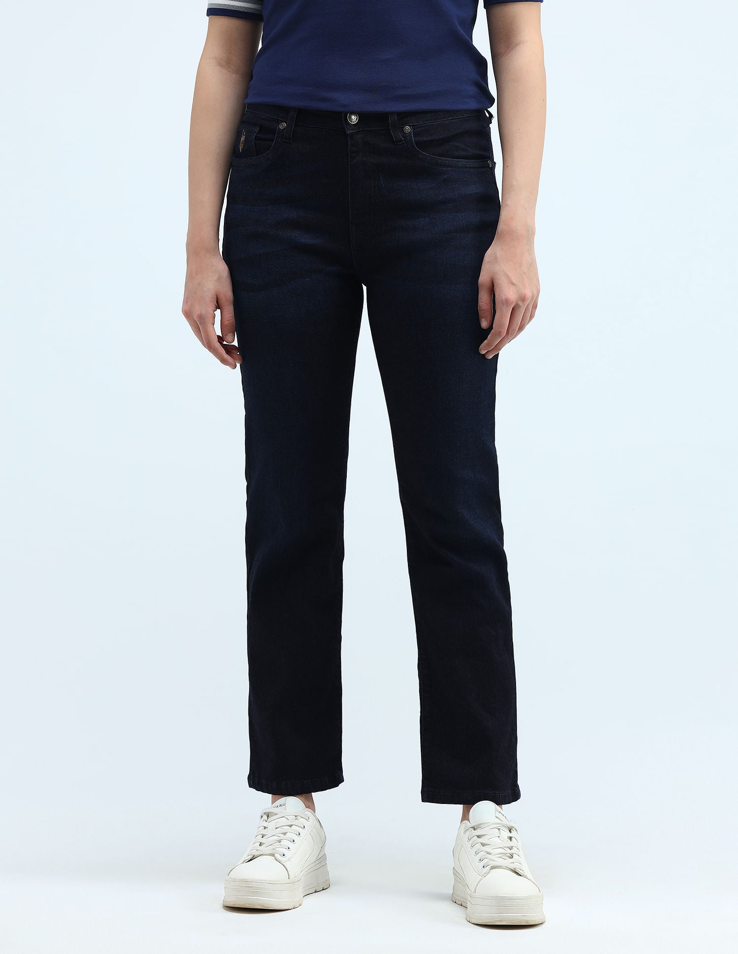 High Rise Straight Fit Jeans Dark Blue - U.S. Polo Assn. India | Large