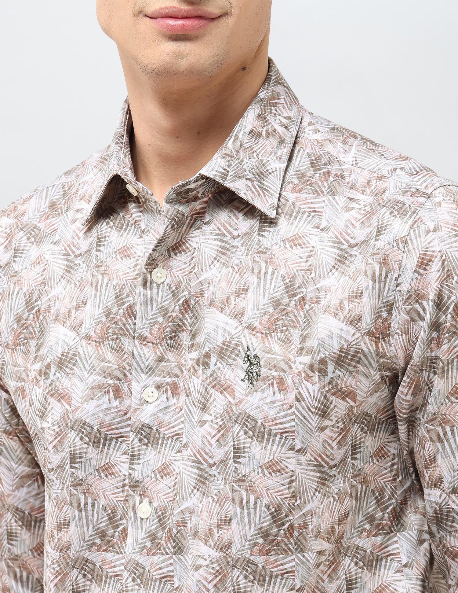 Satin Tailored Fit Shirt Green - U.S. POLO ASSN. | Large