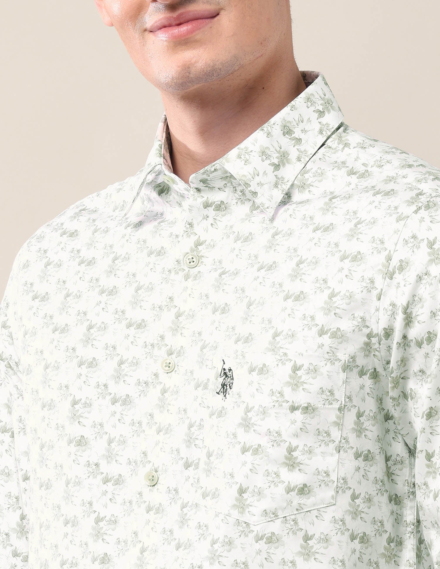 Floral Tailored Fit Shirt Green - U.S. POLO ASSN. | Large