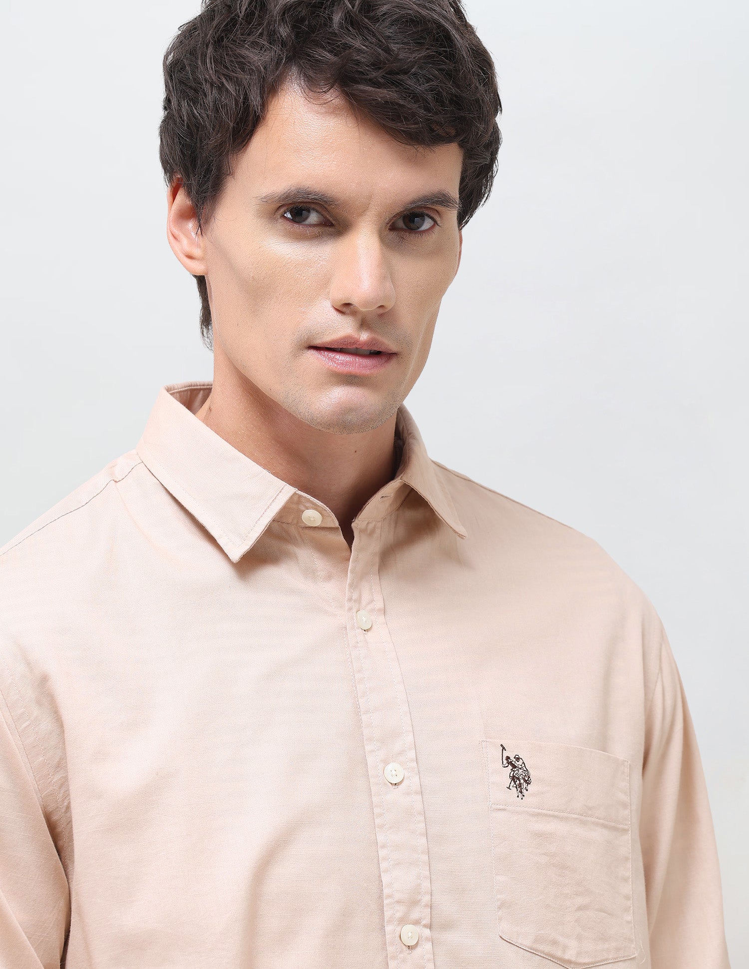 Twill Solid Shirt Beige - U.S. Polo Assn. India | Large