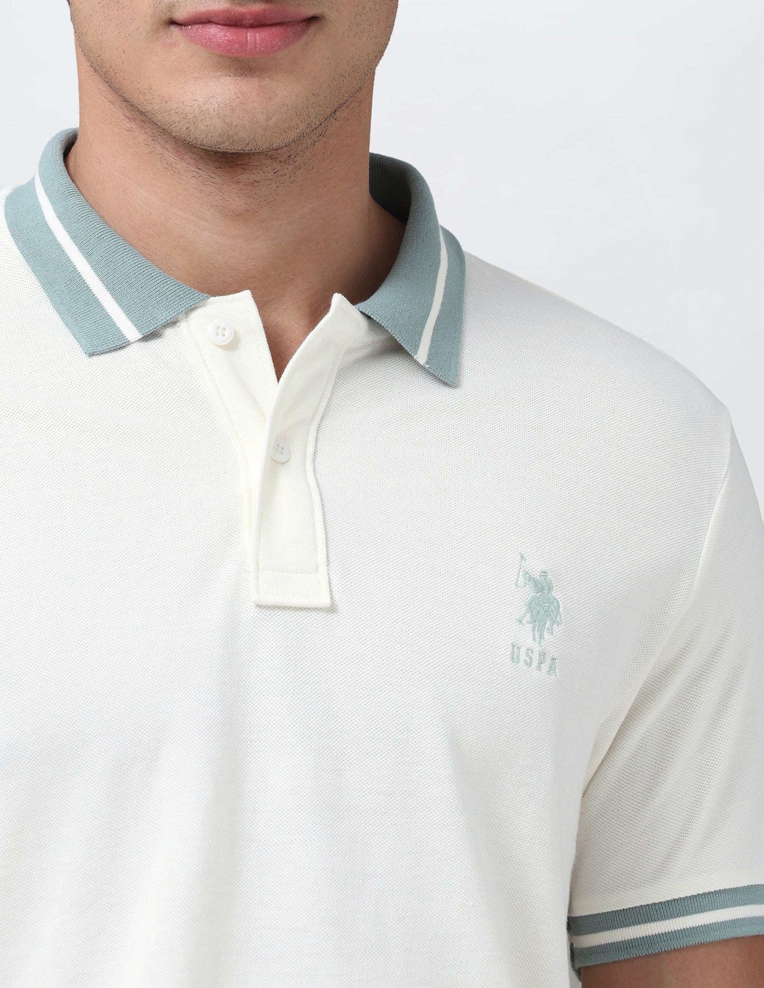 Solid Regular Fit Polo Shirt Off White - U.S. Polo Assn. India | Large