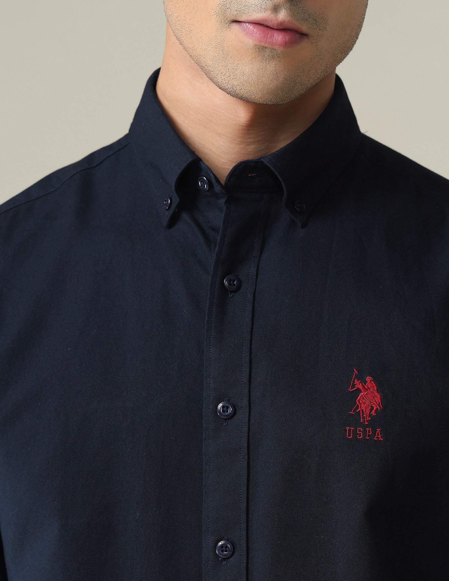 Solid Slim Fit Shirt Navy - U.S. POLO ASSN. | Large