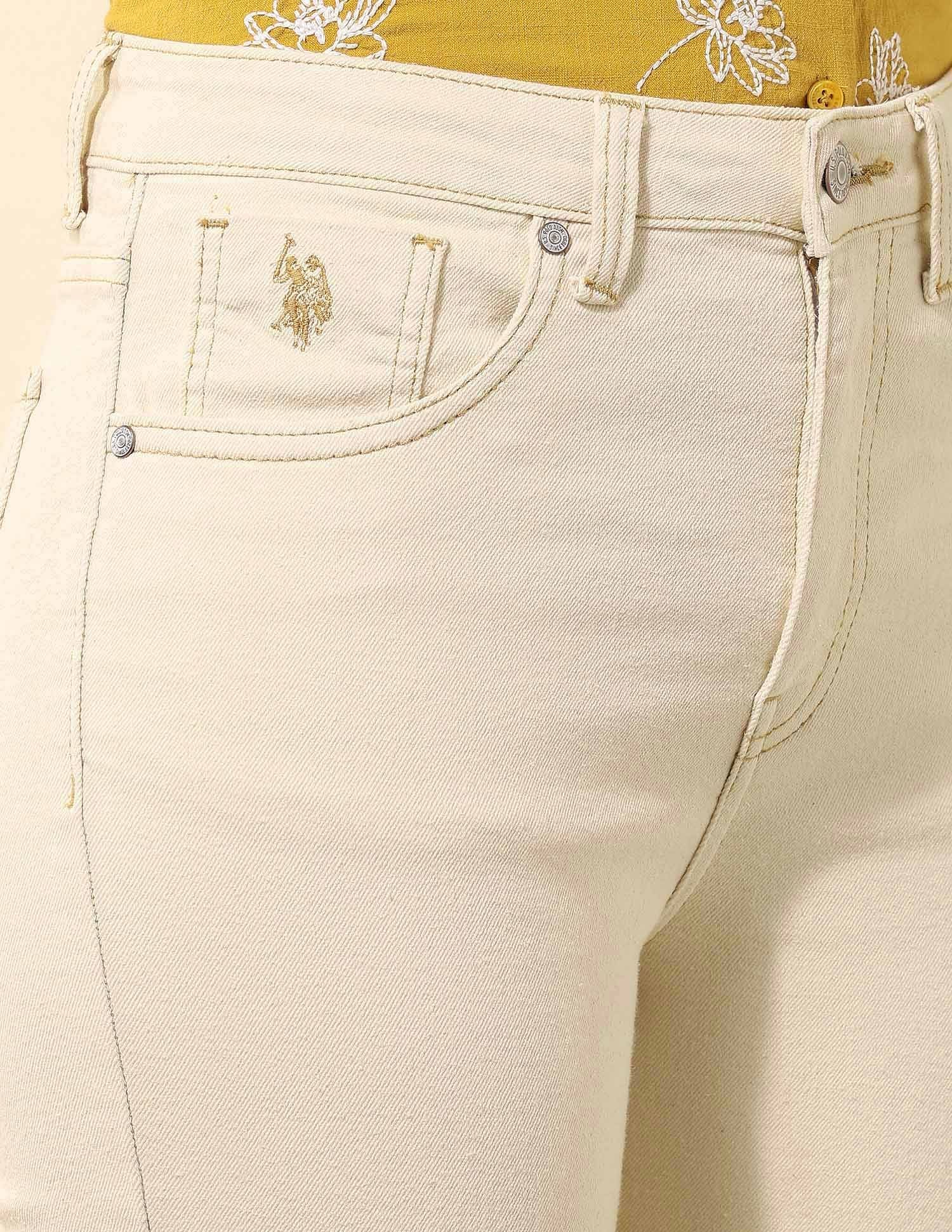 High Rise Flared Fit Jeans Ecru - U.S. POLO ASSN. | Large