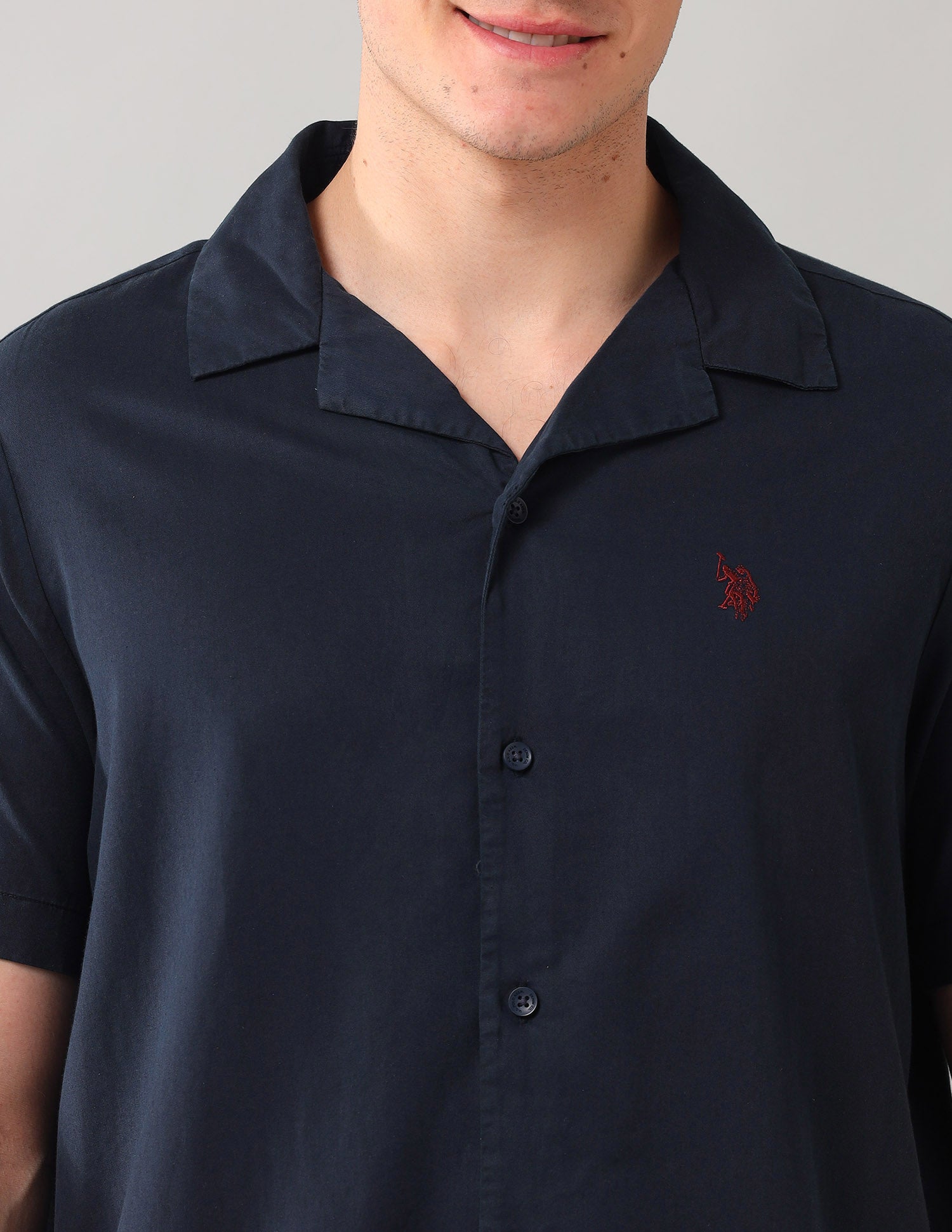 Solid Relaxed Fit Shirt Navy - U.S. Polo Assn. India | Large