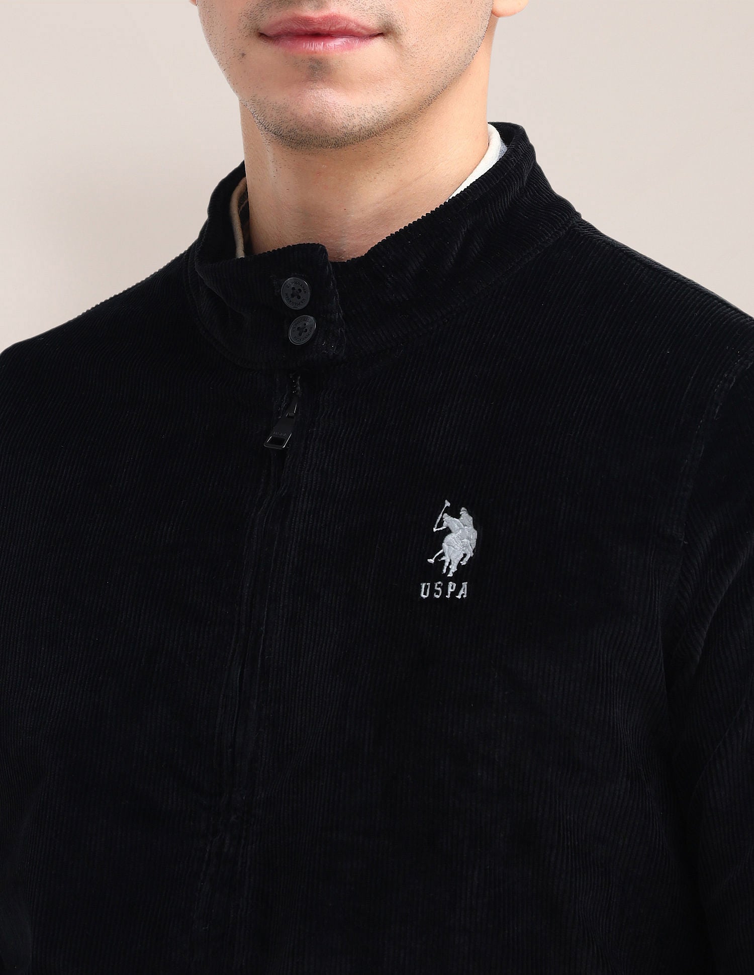 Mock Neck Regular Fit Jacket Black - U.S. Polo Assn. India | Large