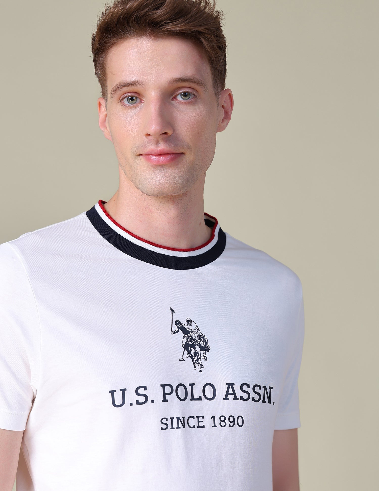 Brand Printed Slim Fit T-Shirt Ivory - U.S. POLO ASSN. | Large