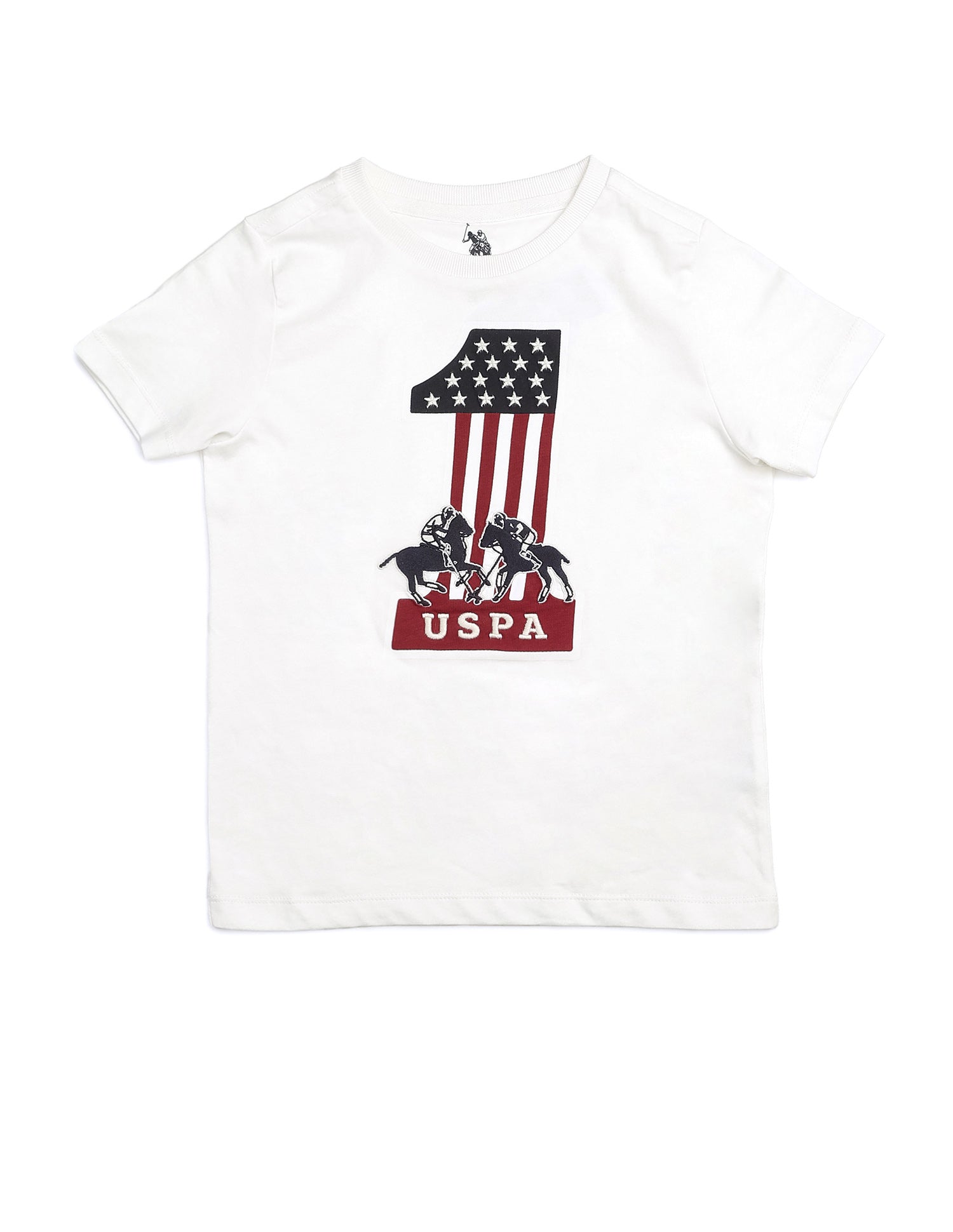 Boys Regular Fit Graphic Brand Printed T Shirt Off White - U.S. POLO ASSN. | Large