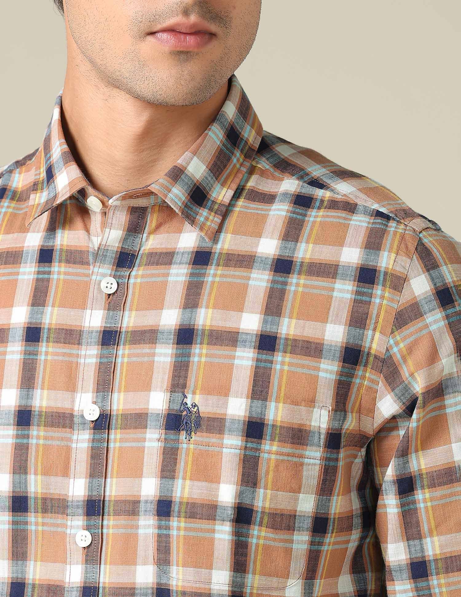 Regular Fit Plaid Checked Shirt Rust - U.S. POLO ASSN. | Large