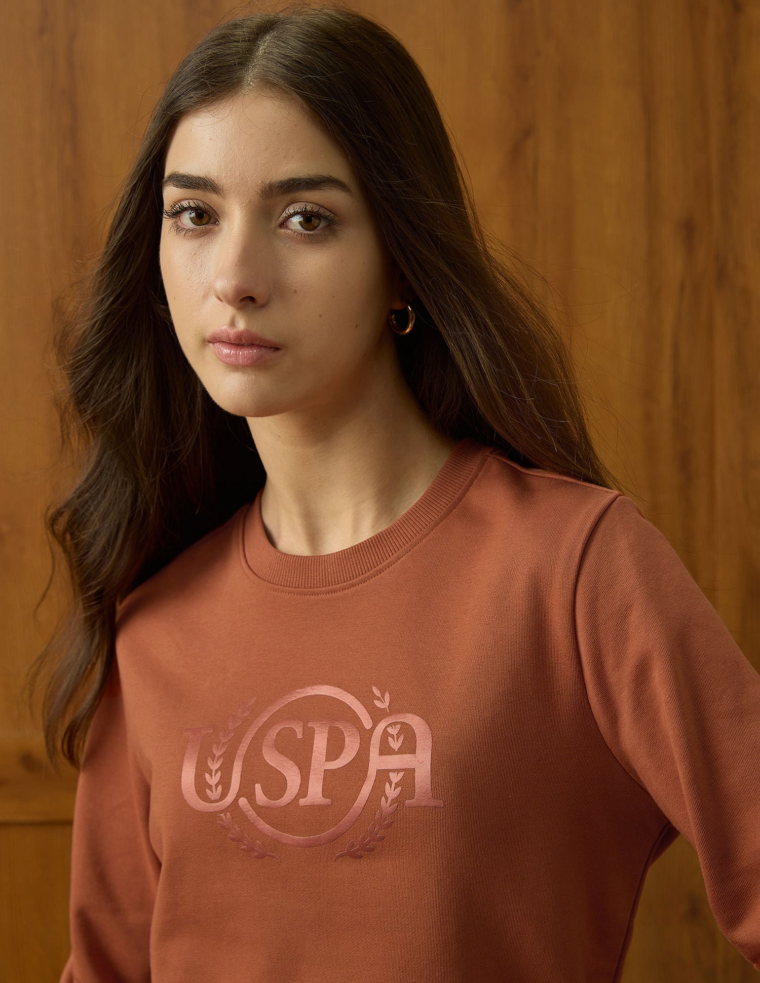 Brand Printed Regular Fit Sweatshirt Rust - U.S. POLO ASSN. | Large