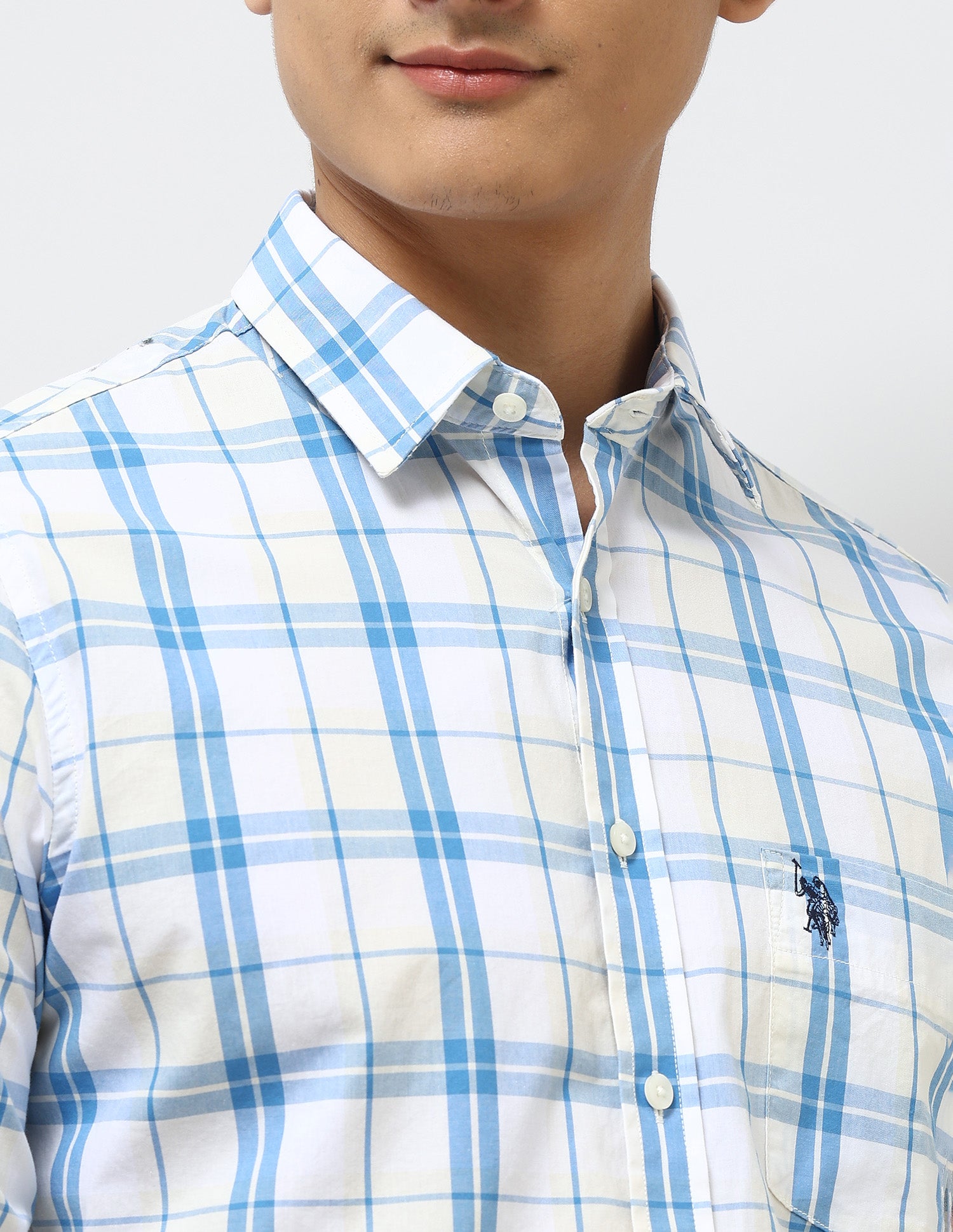 Pure Cotton Tailored Fit Shirt Beige - U.S. Polo Assn. India | Large