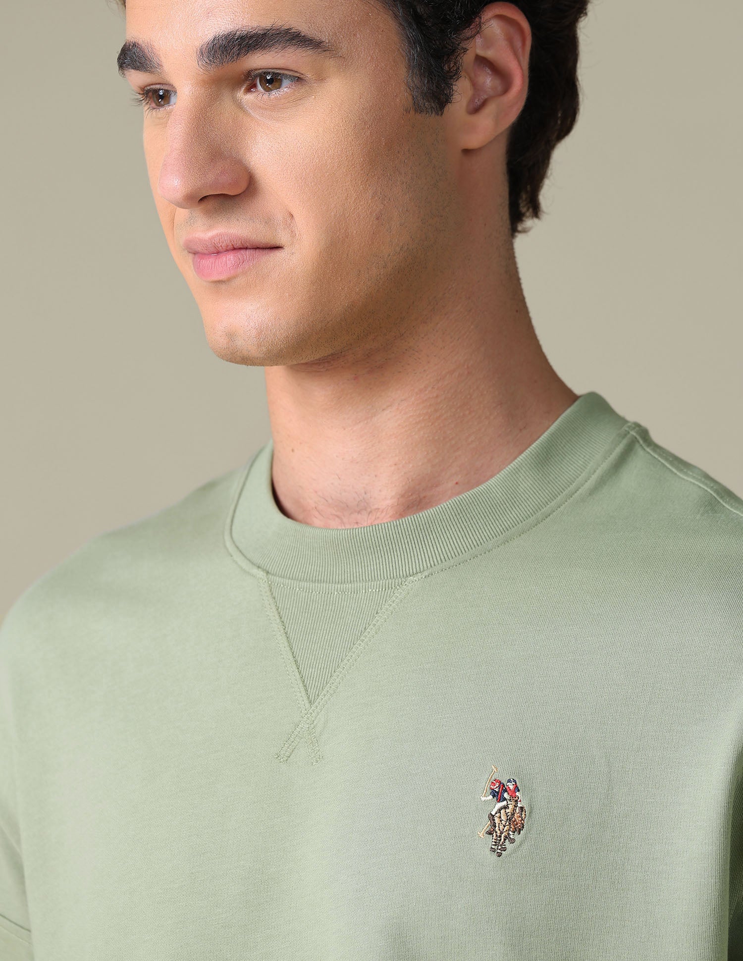 Solid Relaxed Fit T-Shirt Light Green - U.S. Polo Assn. India | Large