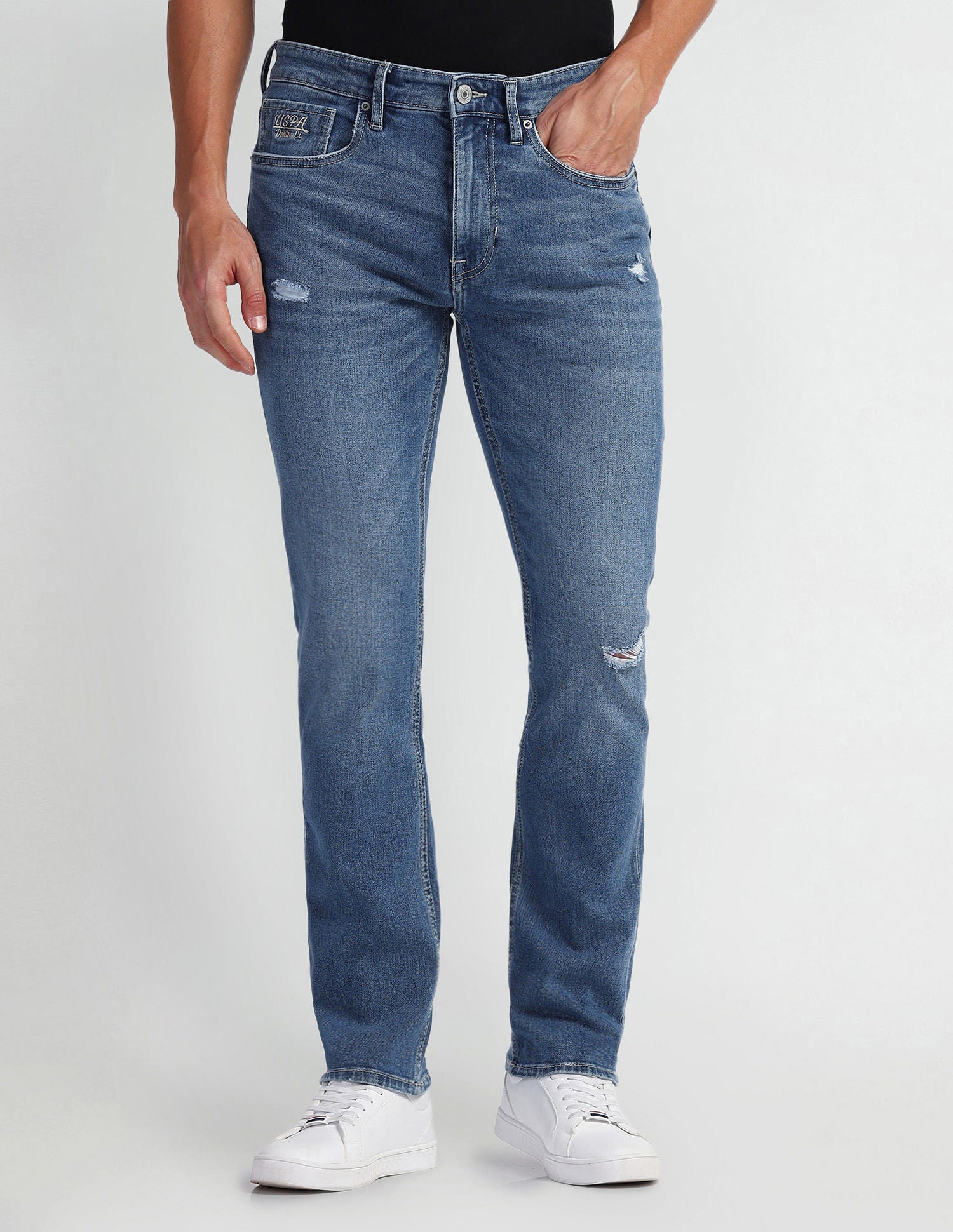 Harold Slim Straight Fit Blue Jeans Blue - U.S. Polo Assn. India | Large