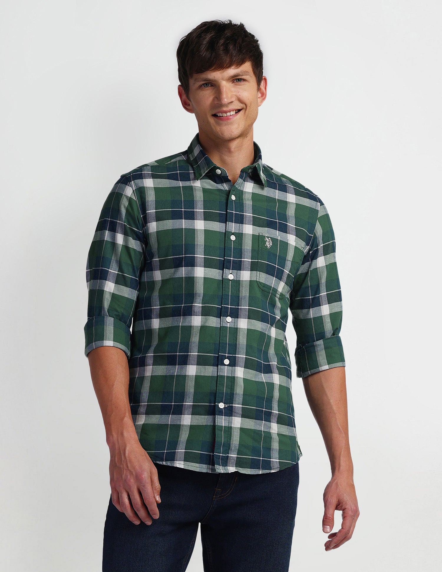 Tartan Check Slim Fit Shirt Navy - U.S. Polo Assn. India | Large