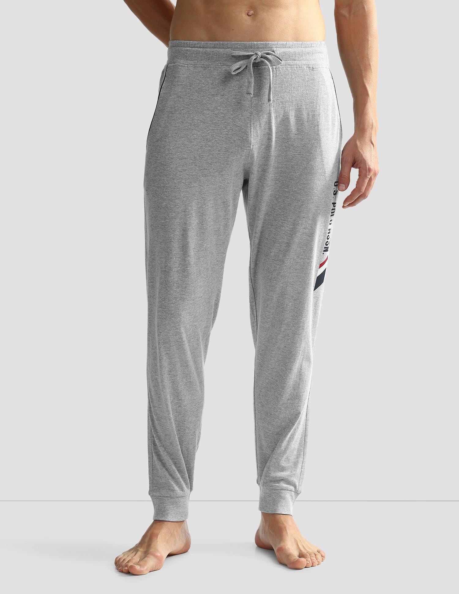 Solid OJ005 Lounge Joggers - Pack Of 1 Grey Melange - U.S. POLO ASSN. | Large