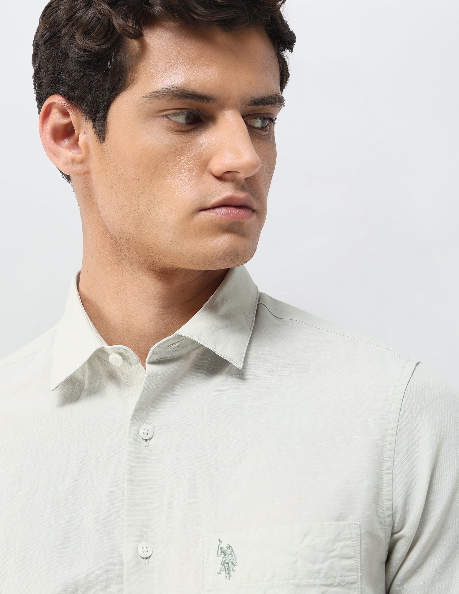 Solid Tailored Fit Shirt Light Green - U.S. Polo Assn. India | Large
