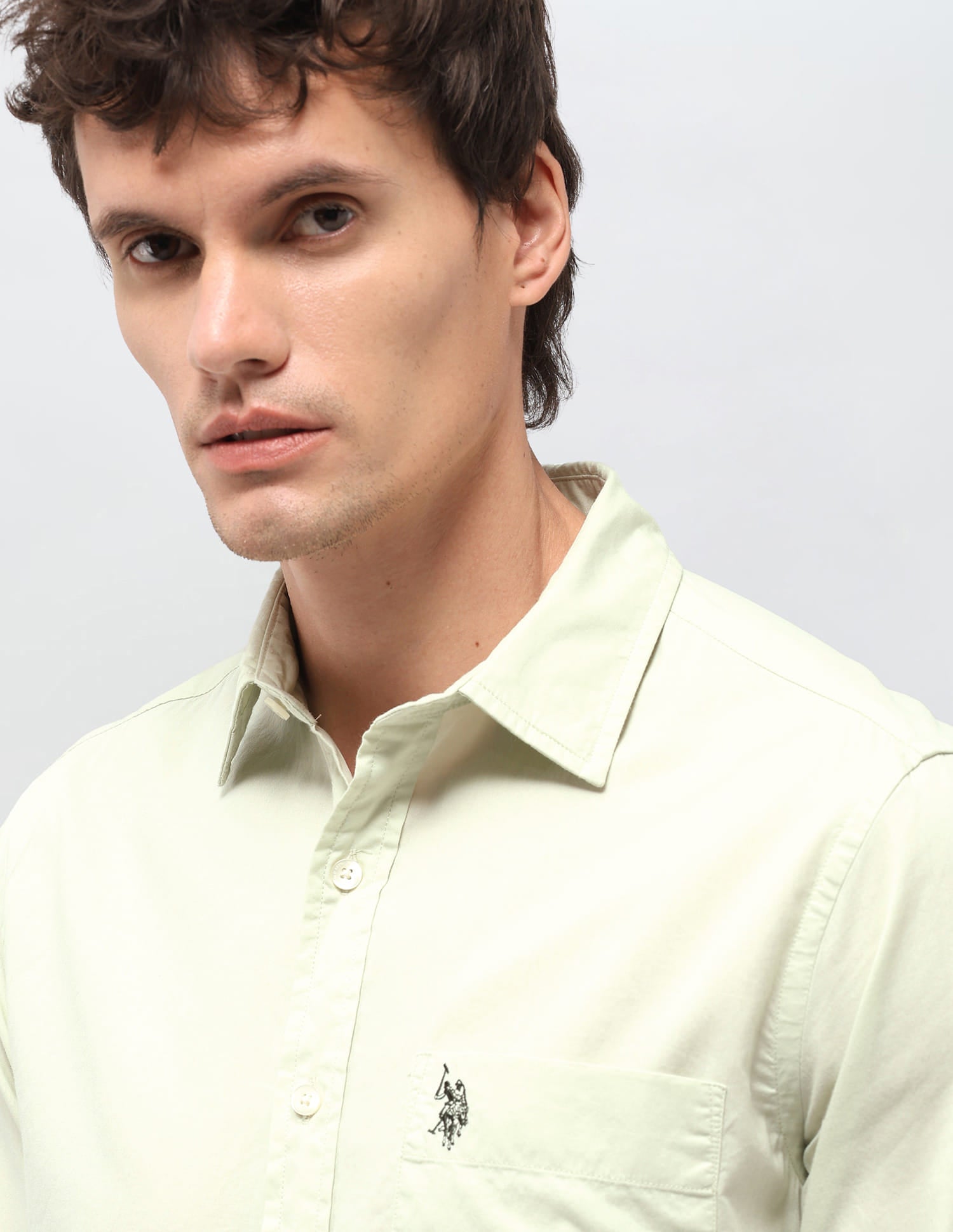 Solid Tailored Fit Shirt Green - U.S. Polo Assn. India | Large