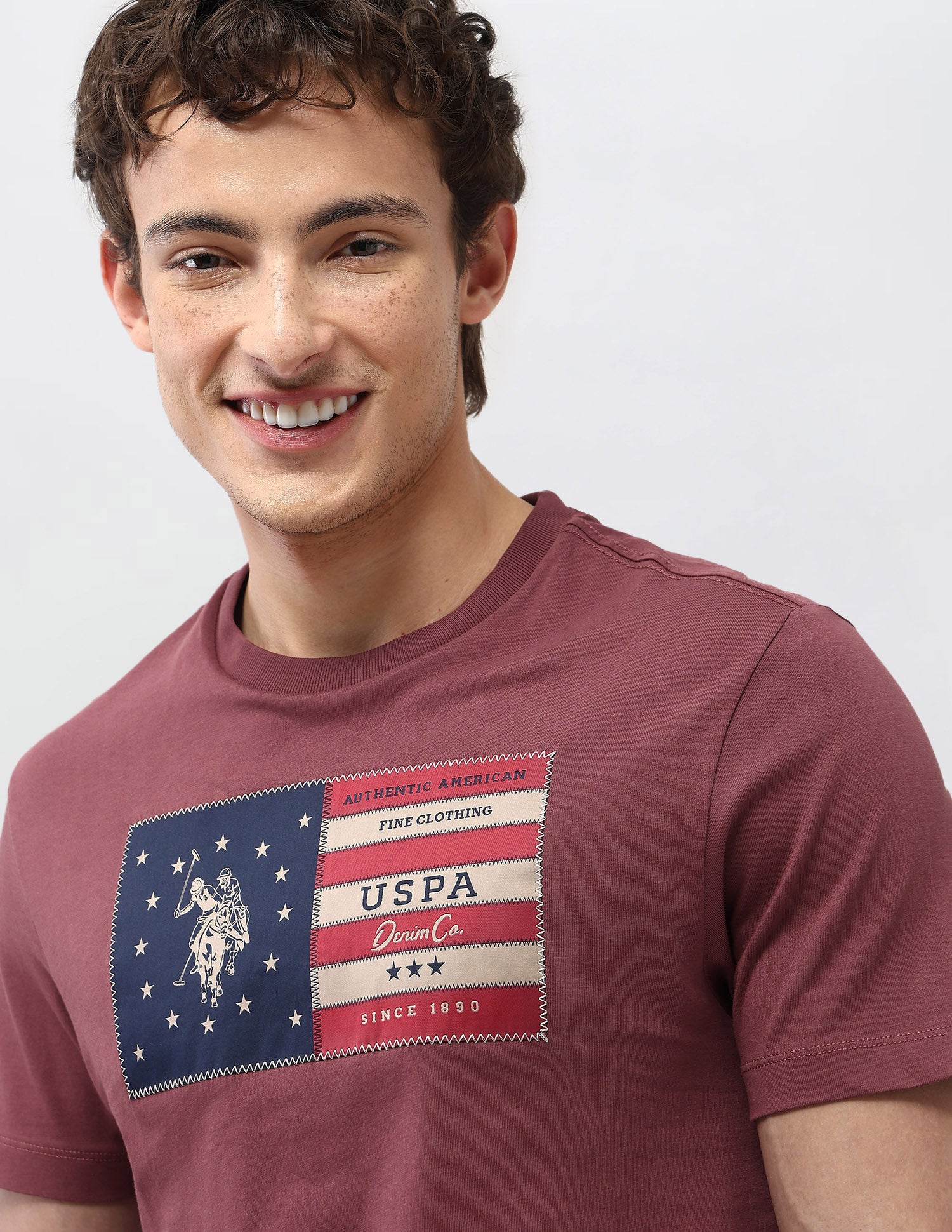 Graphic Brand Printed Slim Fit T-Shirt Dark Pink - U.S. Polo Assn. India | Large