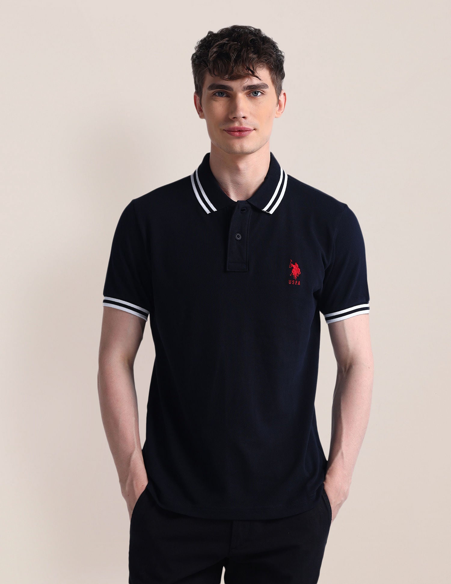 Slim Fit Short Sleeve Polo Shirt Navy - U.S. POLO ASSN. | Large