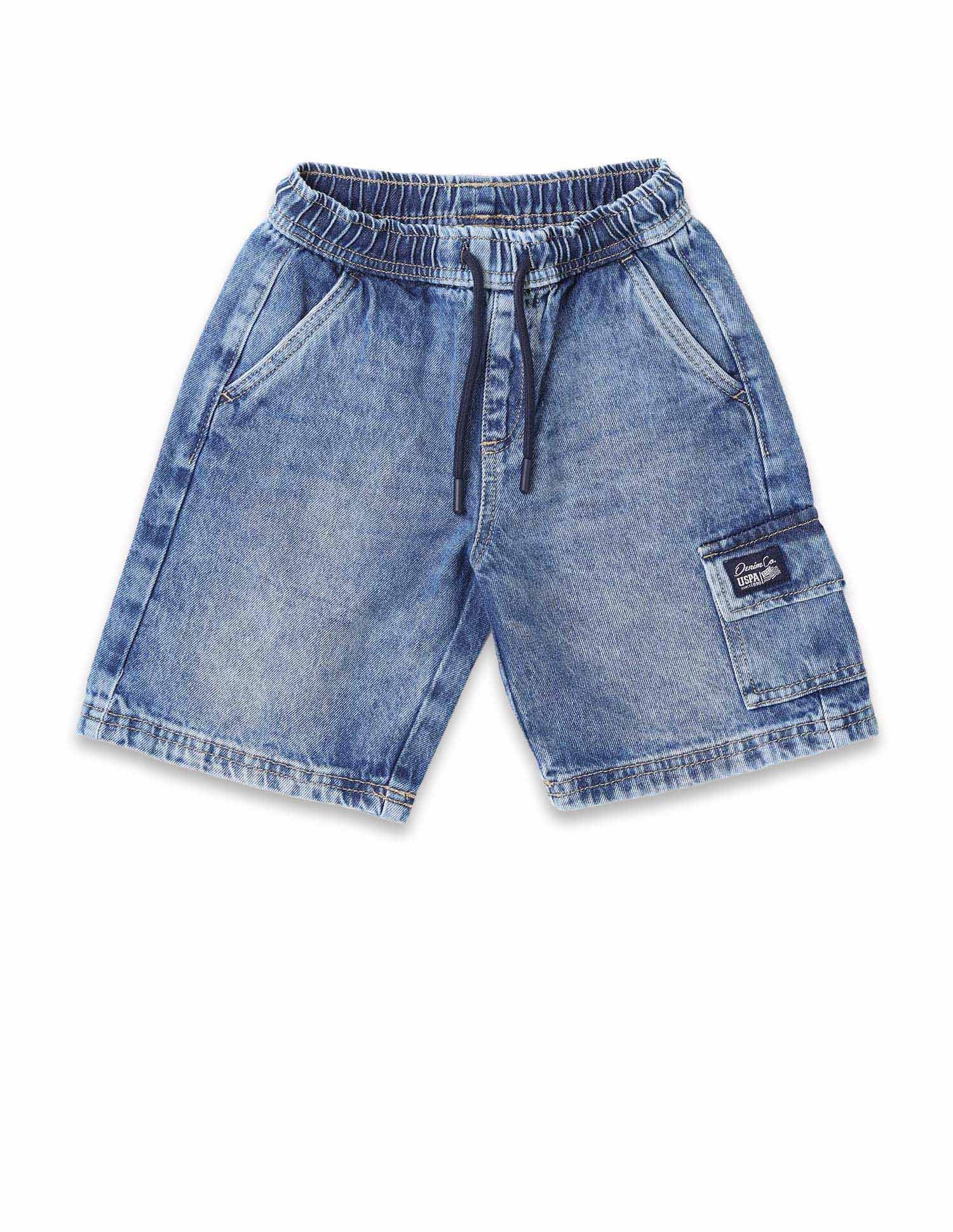 Boys Regular Fit Denim Shorts Medium Wash - U.S. POLO ASSN. | Large
