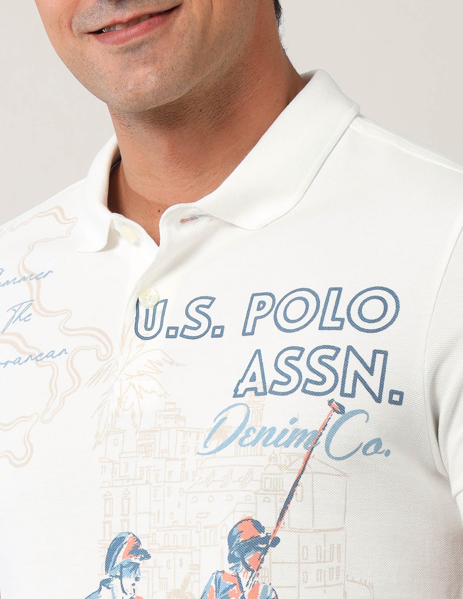 Muscle Fit Americana Polo Shirt Beige - U.S. Polo Assn. India | Large