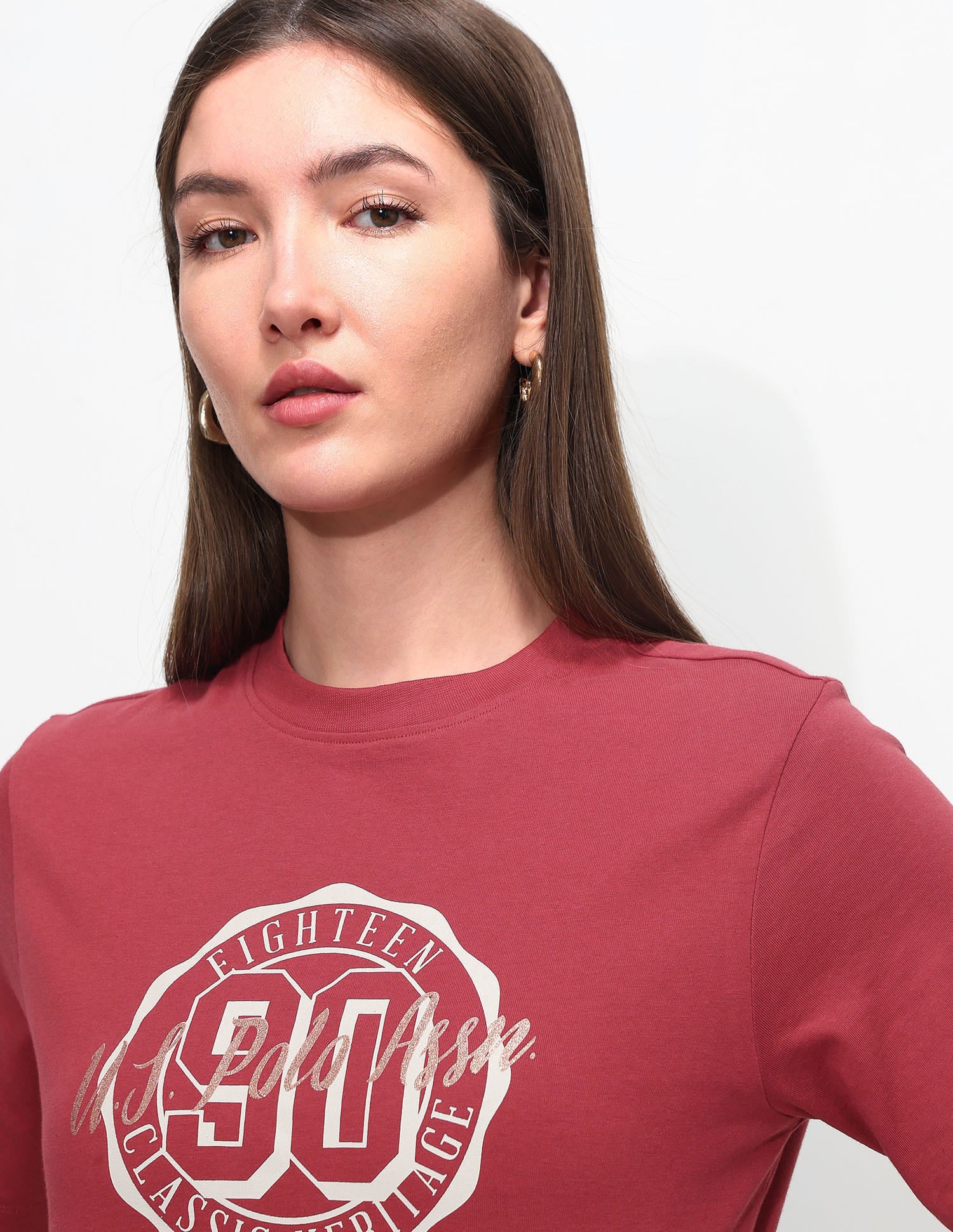 Boxy Fit Brand Printed T-Shirt Red - U.S. Polo Assn. India | Large