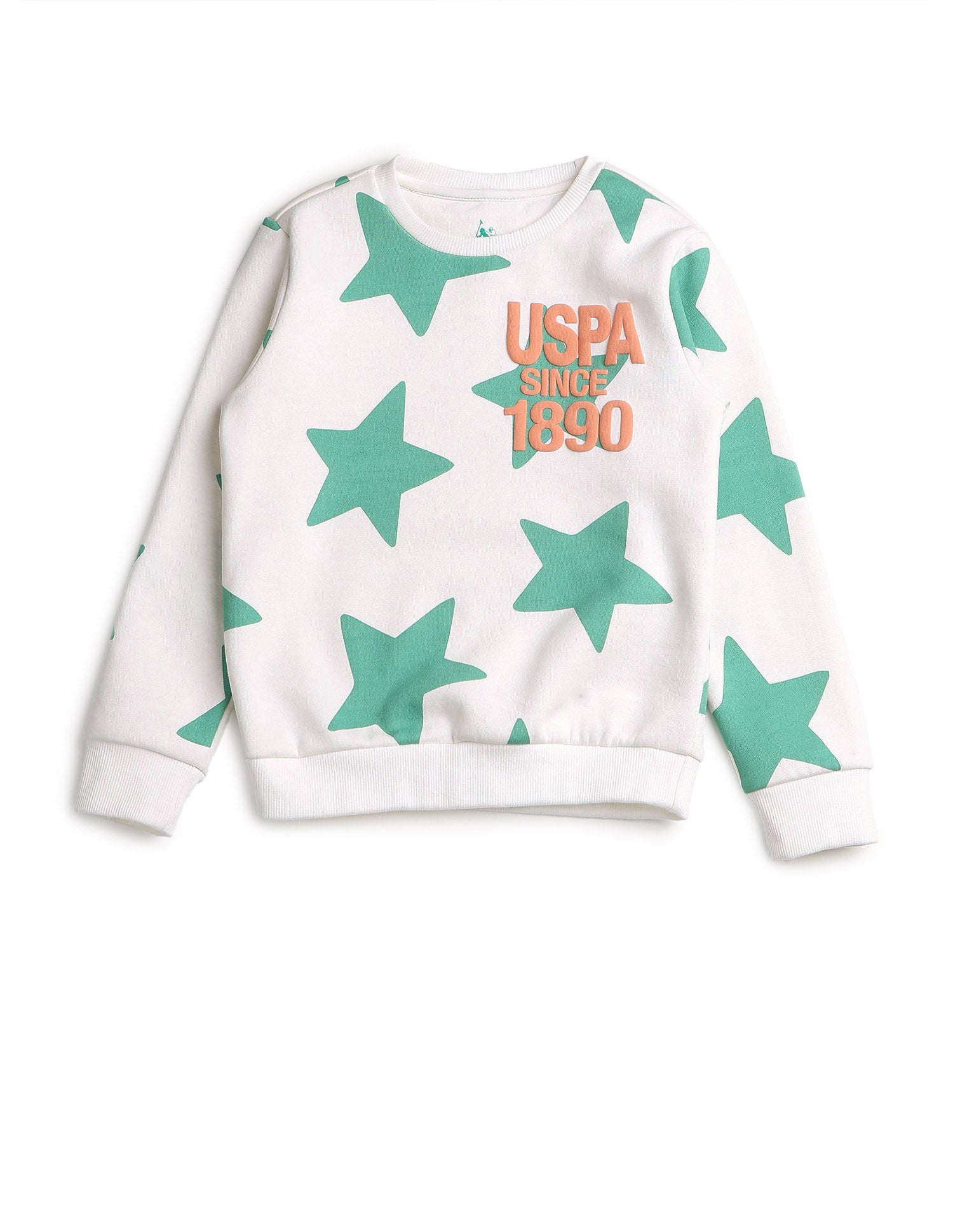 Boys Geometric Starred Regular Fit Sweatshirt Off White - U.S. POLO ASSN. | Large