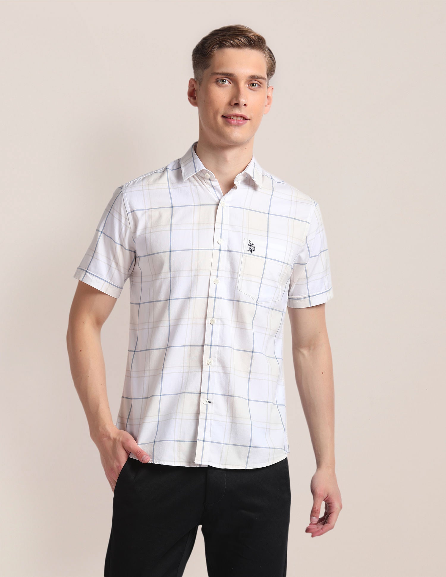 Premium Cotton Oxford Shirt Ivory - U.S. Polo Assn. India | Large